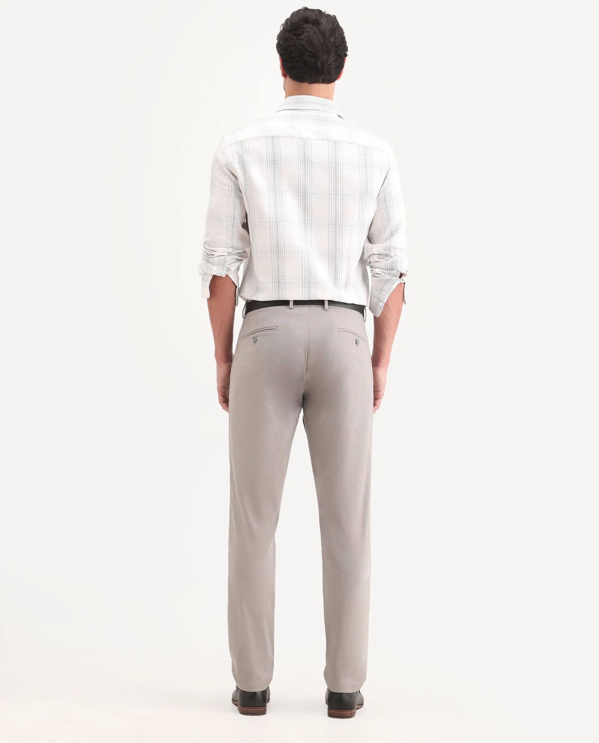Rare Rabbit Men's Mang Grey Polyester Blend Fabric Regular Fit Plain Trouser - Image 7