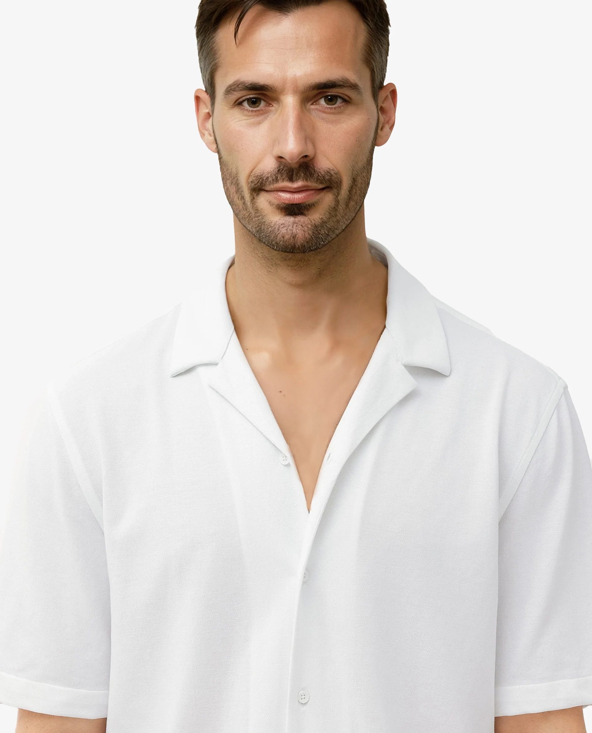 Rare Rabbit Men's Manga White Cotton Plain Regular Fit Half Sleeve Cuban Collar Shirt - Image 4