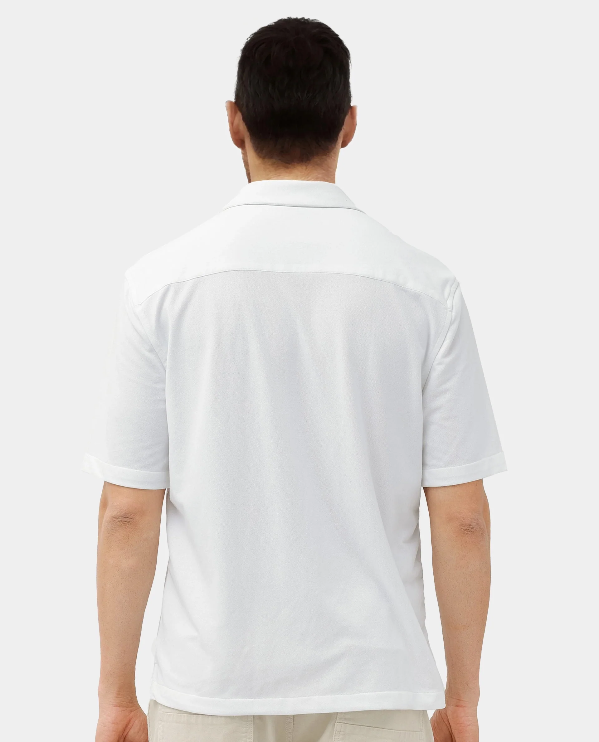 Rare Rabbit Men's Manga White Cotton Plain Regular Fit Half Sleeve Cuban Collar Shirt - Image 5