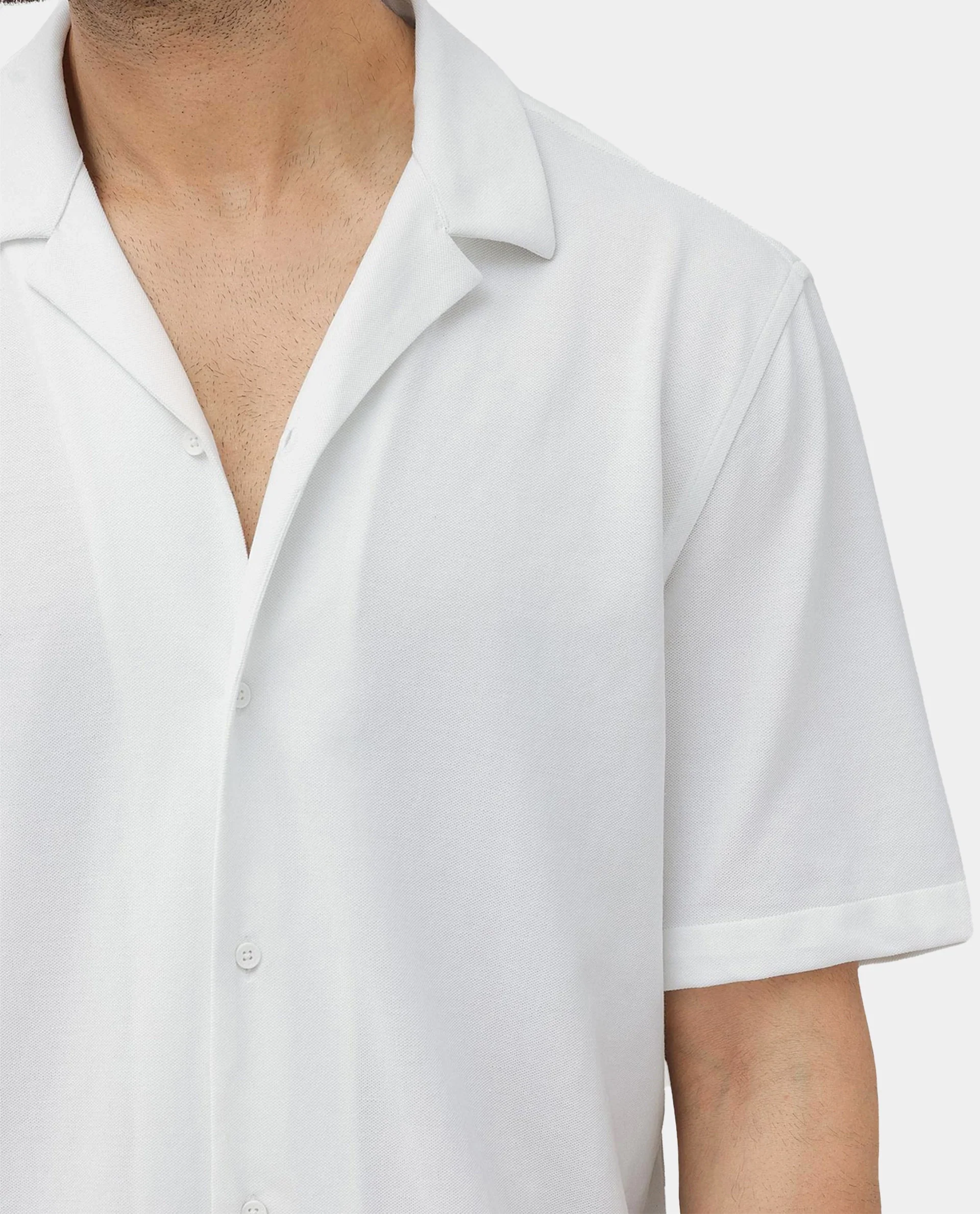 Rare Rabbit Men's Manga White Cotton Plain Regular Fit Half Sleeve Cuban Collar Shirt - Image 7