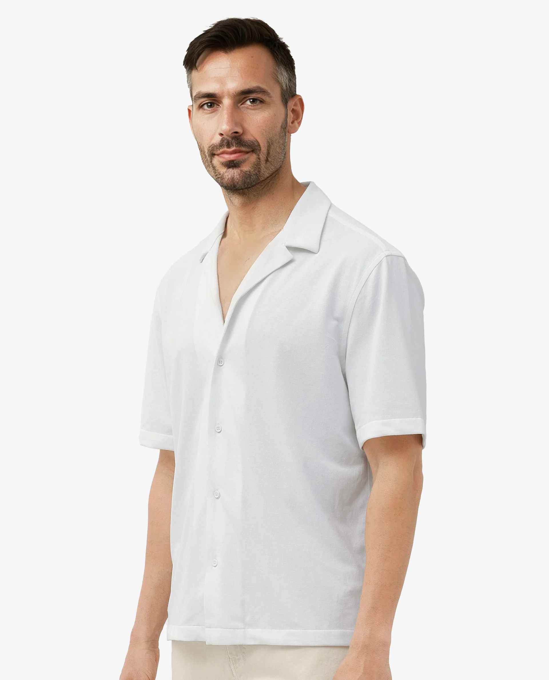 Rare Rabbit Men's Manga White Cotton Plain Regular Fit Half Sleeve Cuban Collar Shirt - Image 8