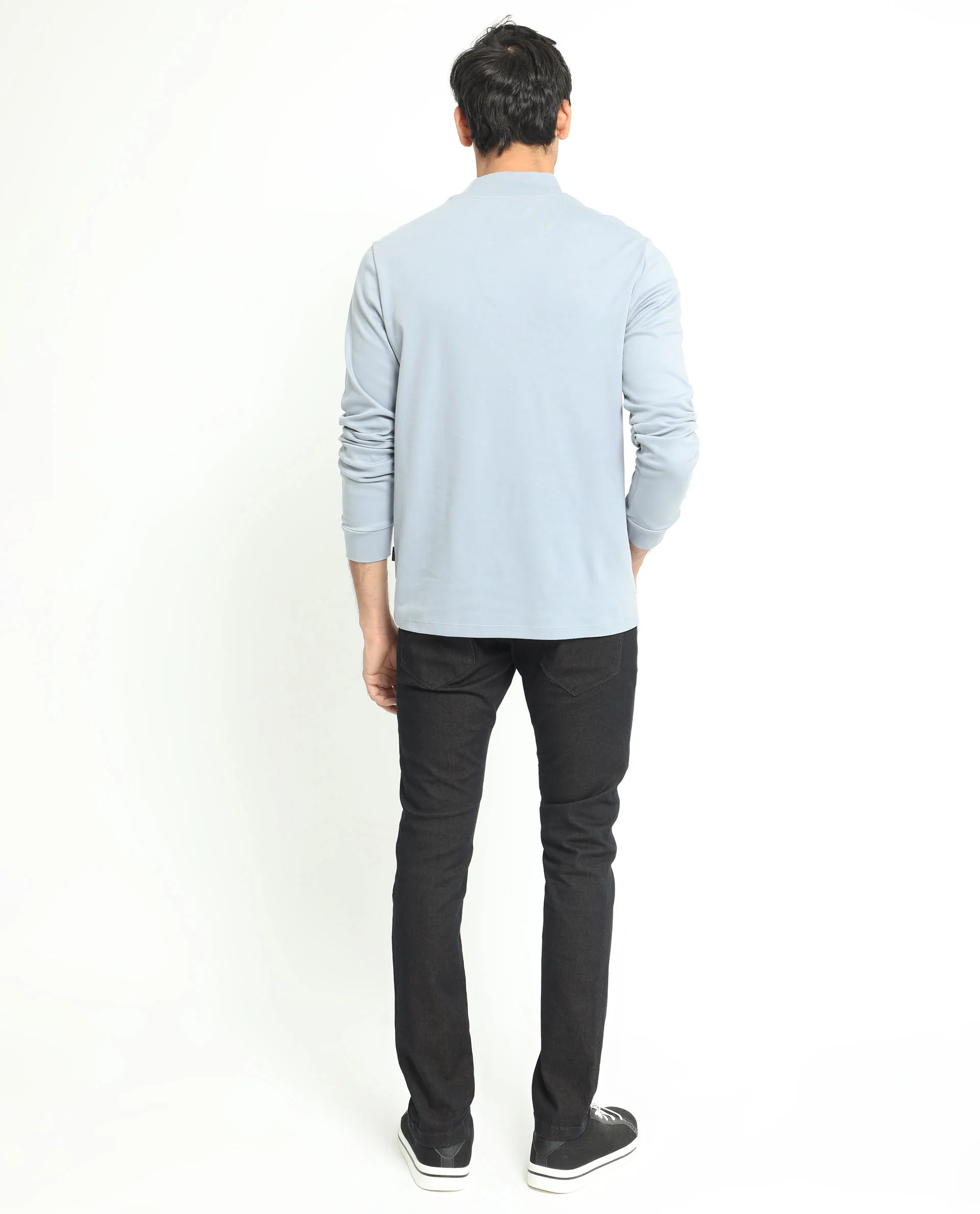 Rare Rabbit Men's Mania Blue Cotton Regular Fit Full Sleeve High Neck Sweatshirt - Image 5
