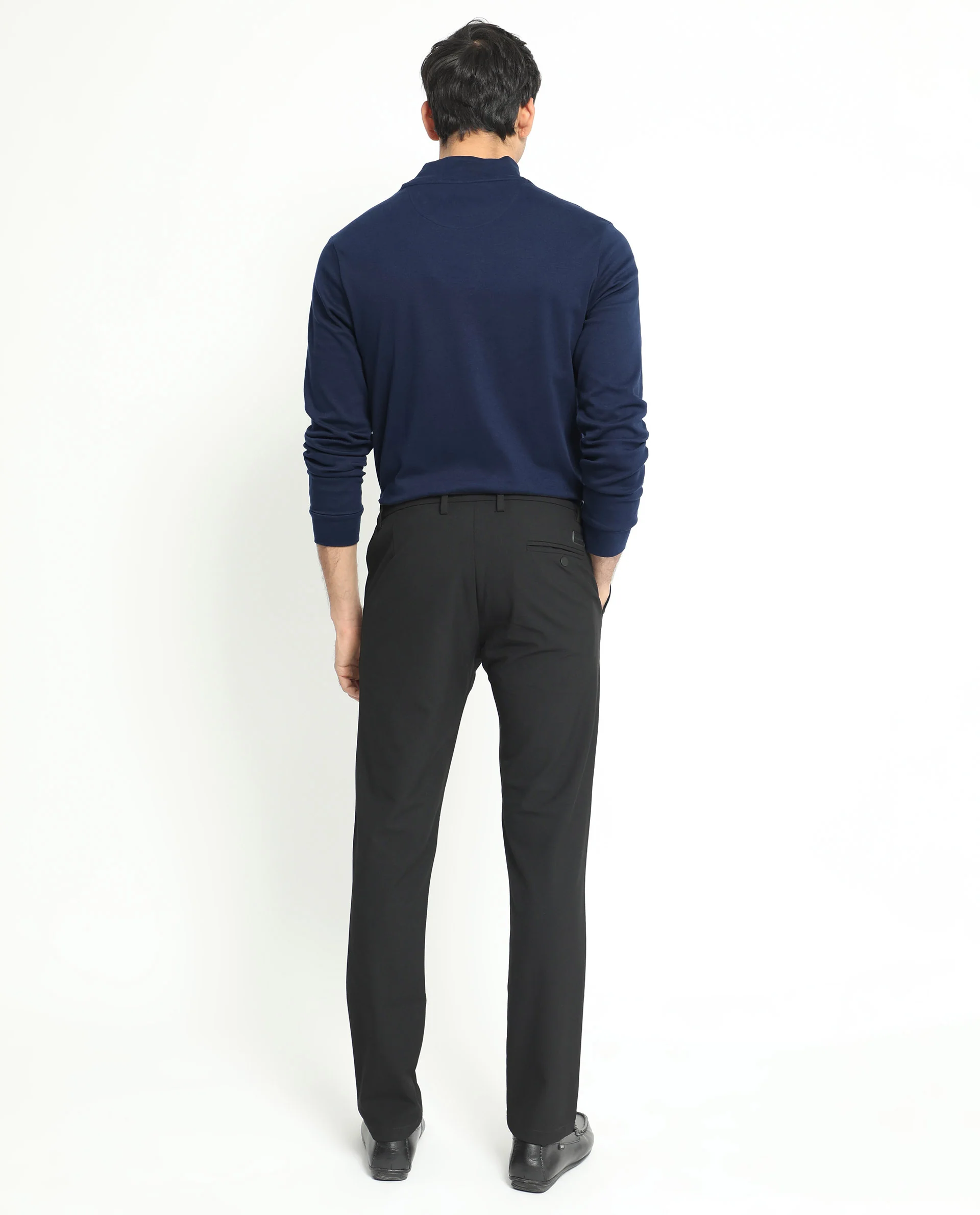 Rare Rabbit Men's Mania Navy Cotton Plain Regular Fit Full Sleeve High Neck Sweatshirt - Image 10