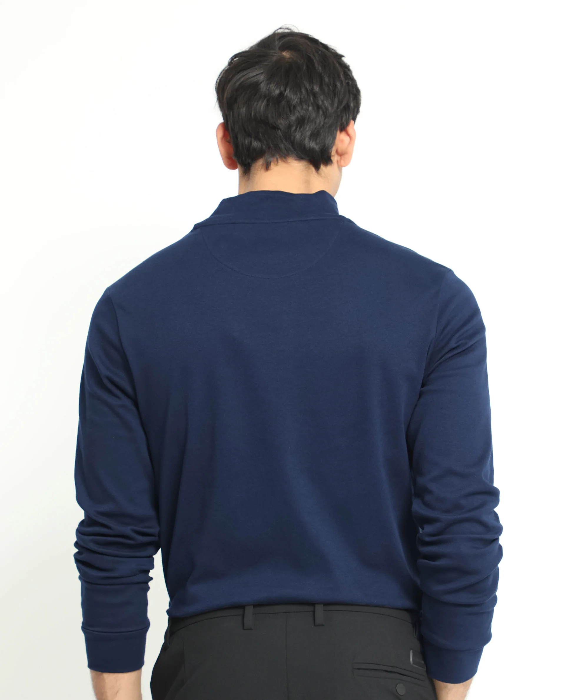 Rare Rabbit Men's Mania Navy Cotton Plain Regular Fit Full Sleeve High Neck Sweatshirt - Image 11