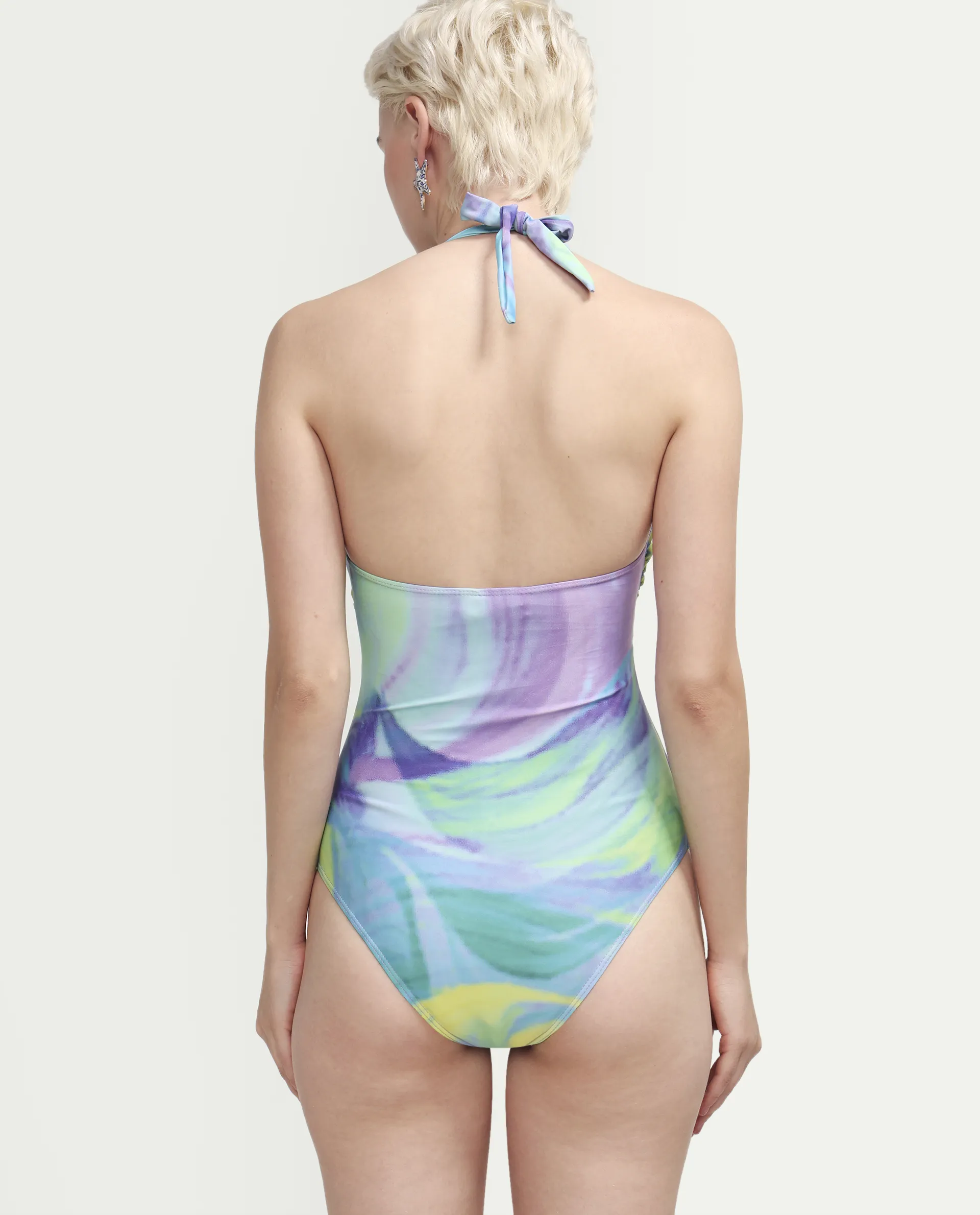 Rareism Women's Manon Multi Halter Neck Abstract Print Sleeveless Mini Bodysuit Swimsuit - Image 7