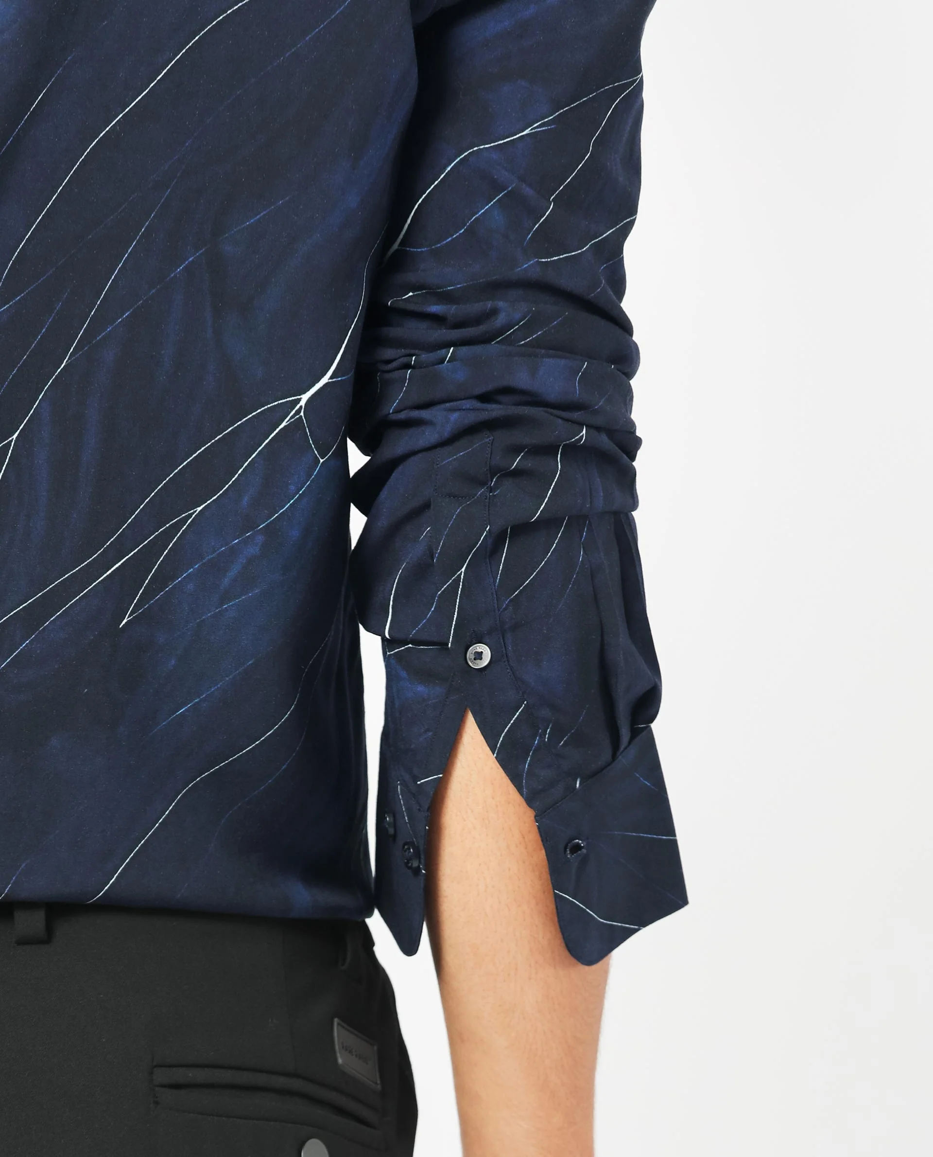 Rare Rabbit Men's Mans Navy Cotton Abstract Print Regular Fit Full Sleeve Collared Shirt - Image 5