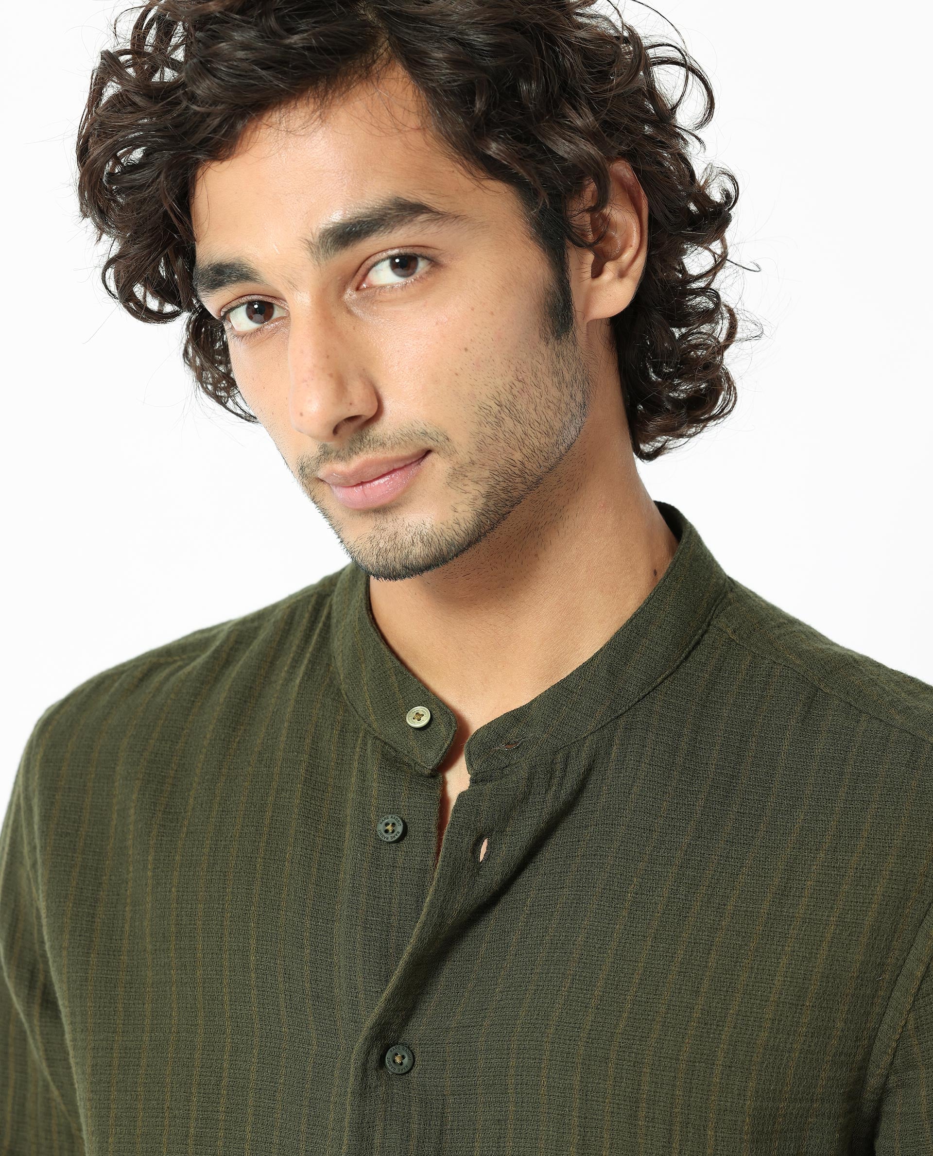 Rare Rabbit Men's Manzar Dark Green Regular Fit Shirt - Image 3