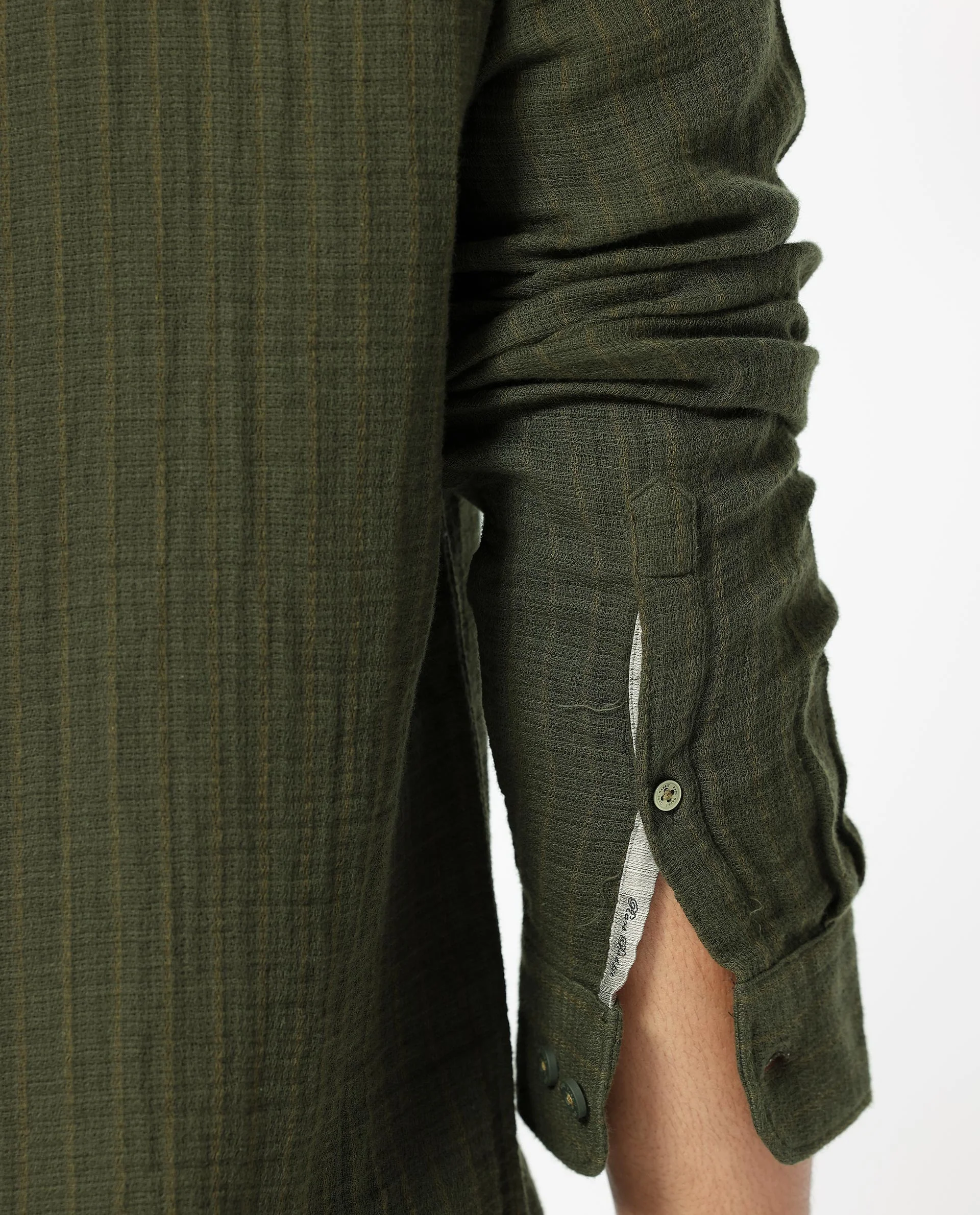 Rare Rabbit Men's Manzar Dark Green Regular Fit Shirt - Image 4