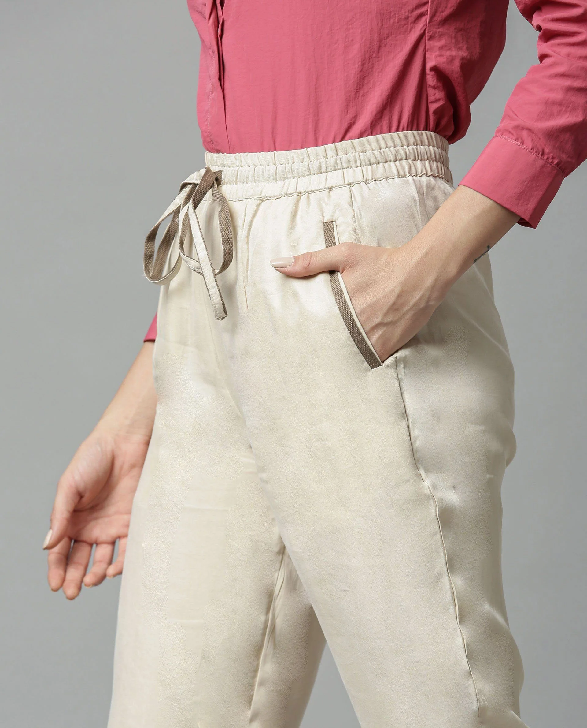 Rareism Women Map Beige Trousers - Image 2
