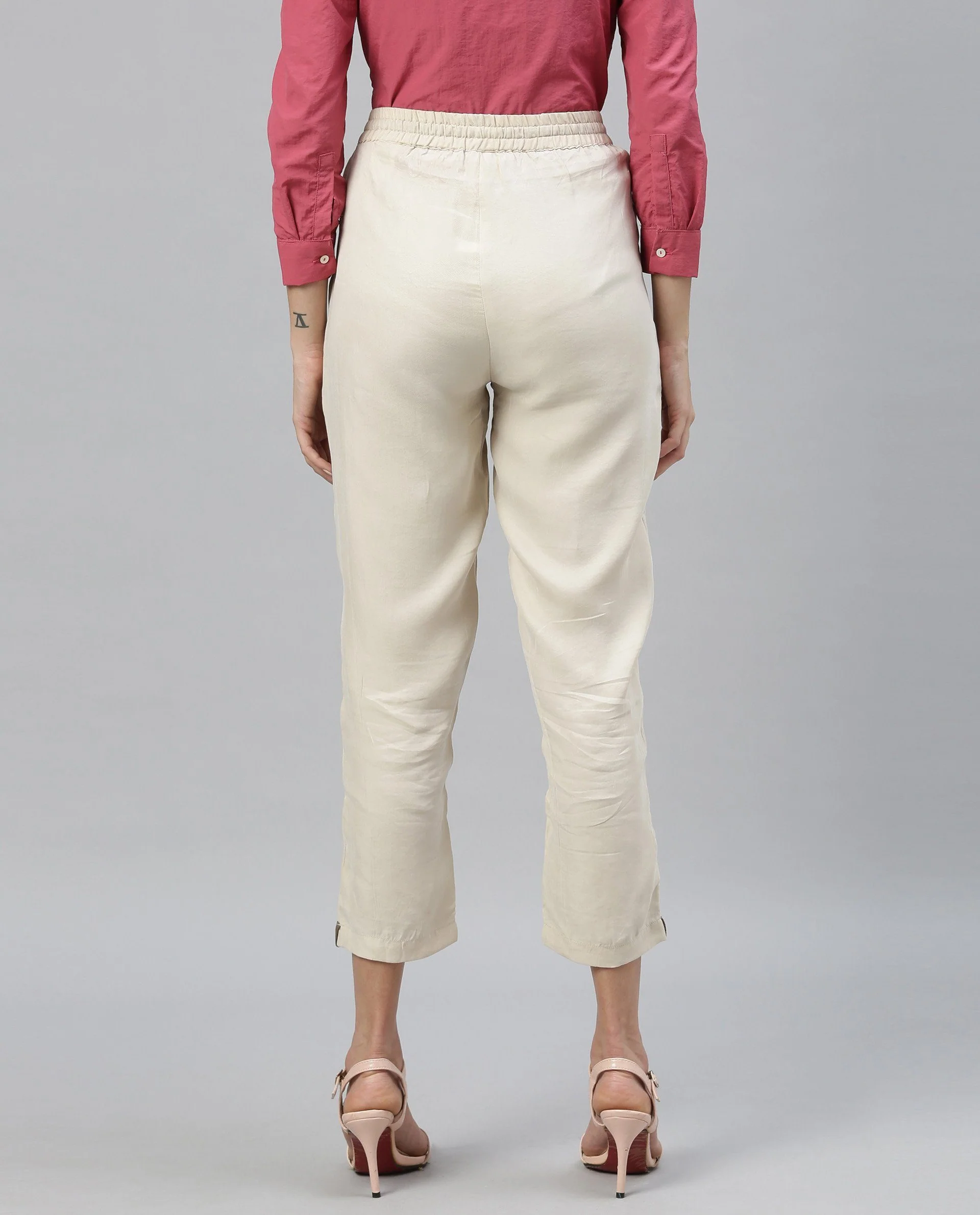 Rareism Women Map Beige Trousers - Image 3