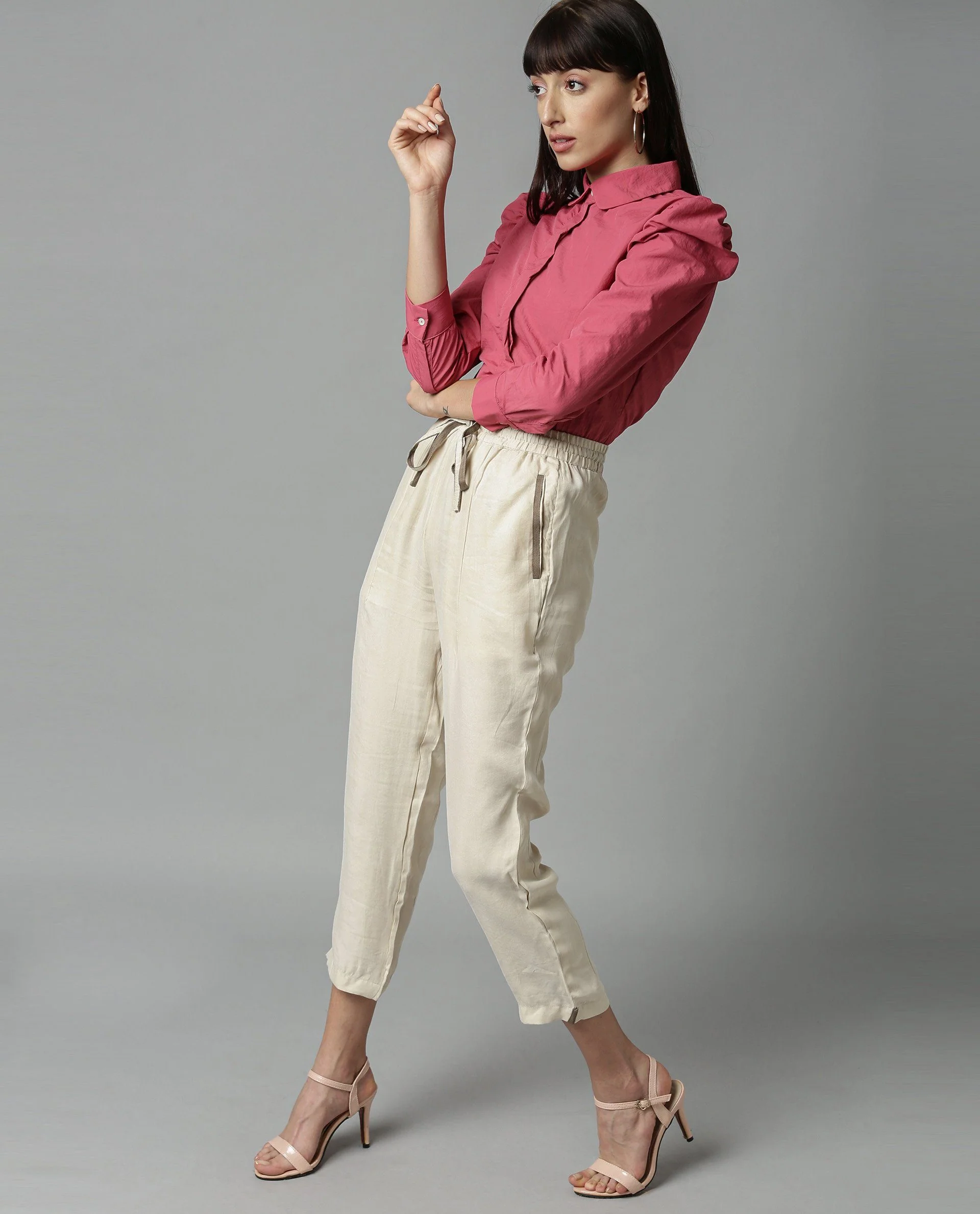 Rareism Women Map Beige Trousers - Image 4
