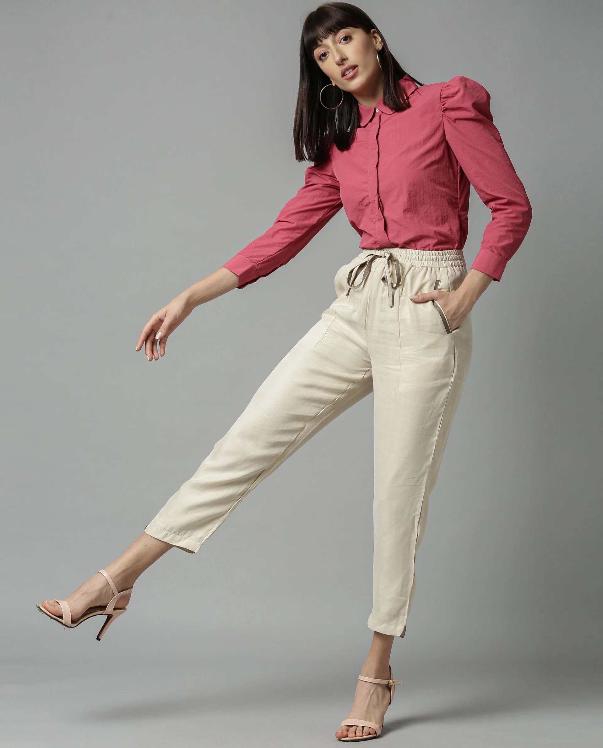 Rareism Women Map Beige Trousers - Image 6