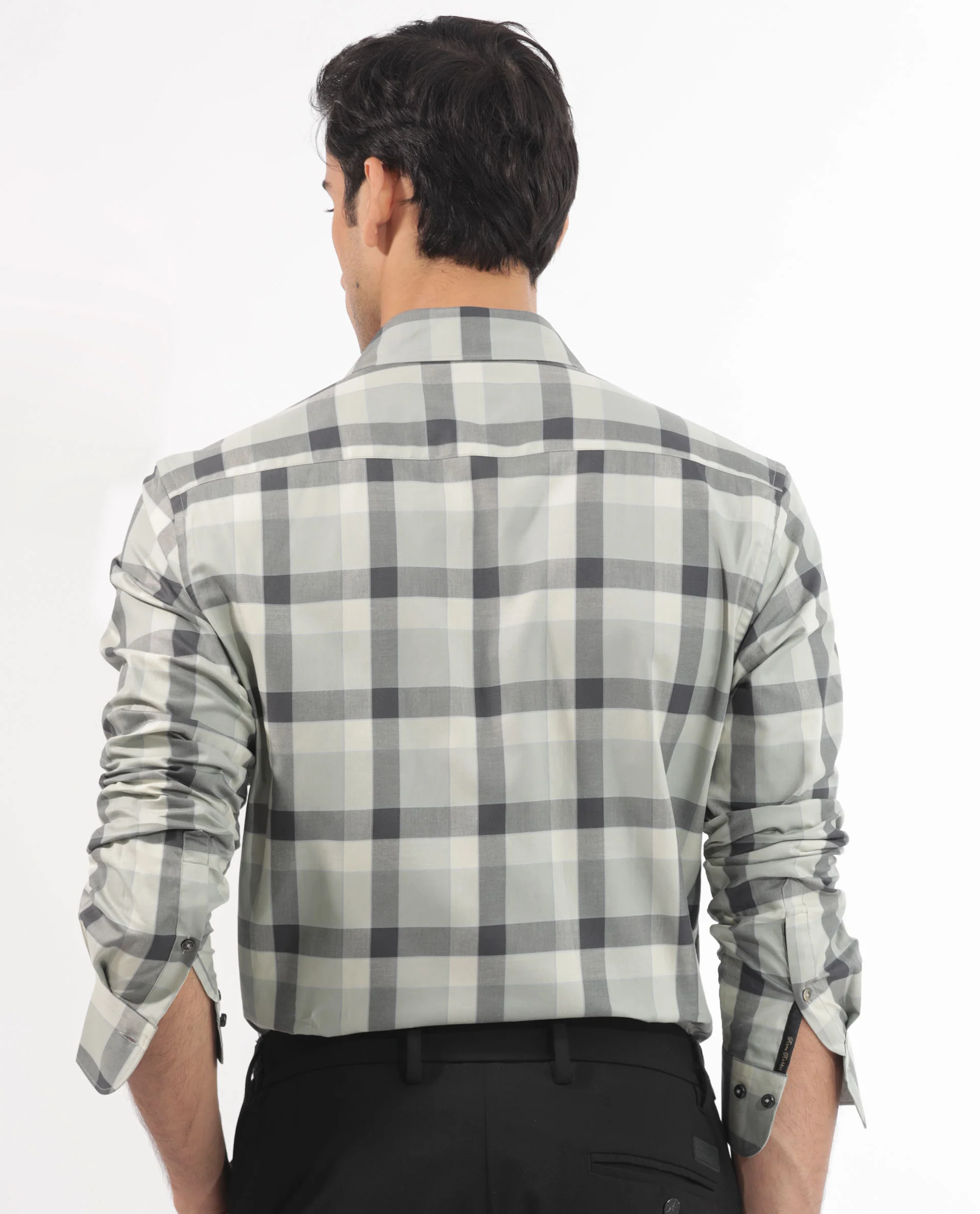 Rare Rabbit Men's Mape Dusky Green Cotton Checked Print Regular Fit Full Sleeve Collared Shirt - Image 10
