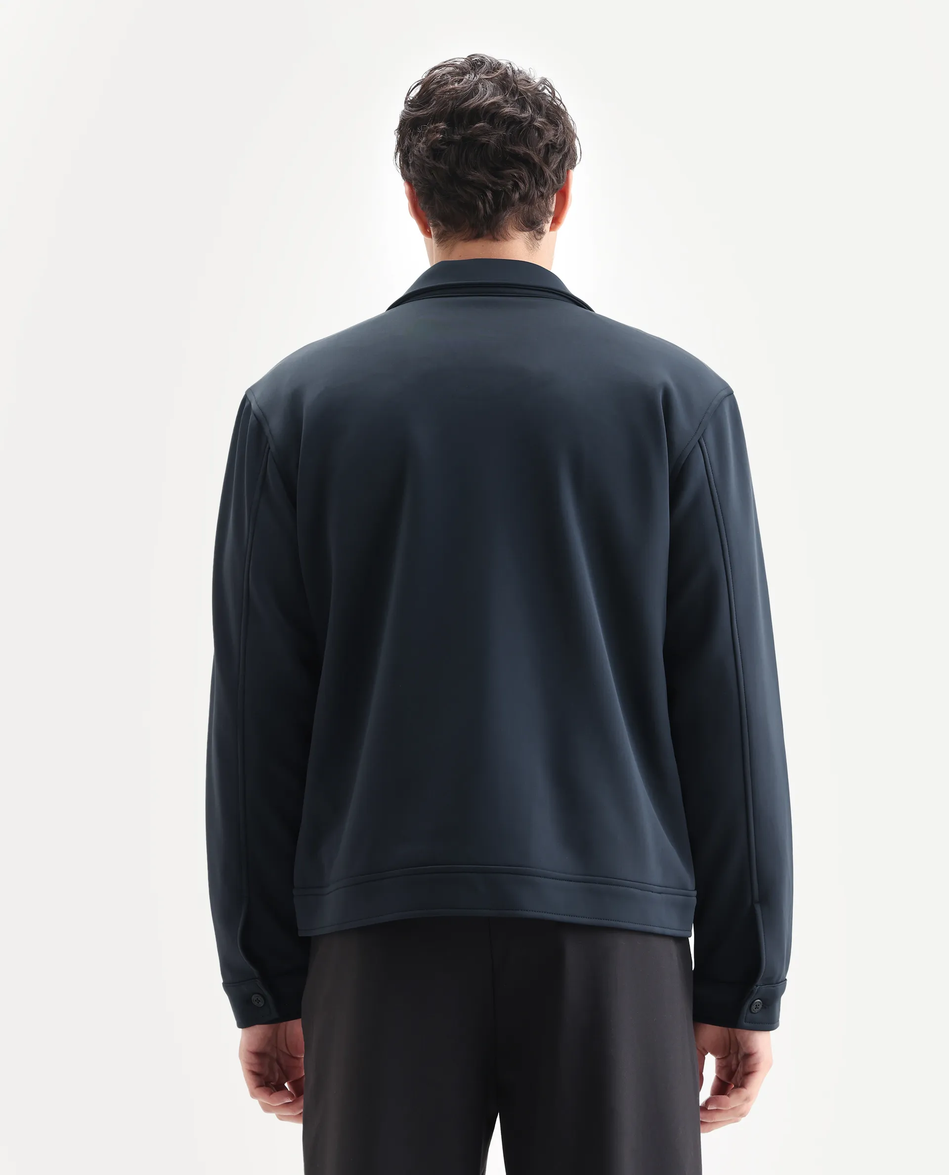 Rare Rabbit Men's Mapi Navy Nylon Plain Regular Fit Full Sleeve Spread Collar Jacket - Image 7