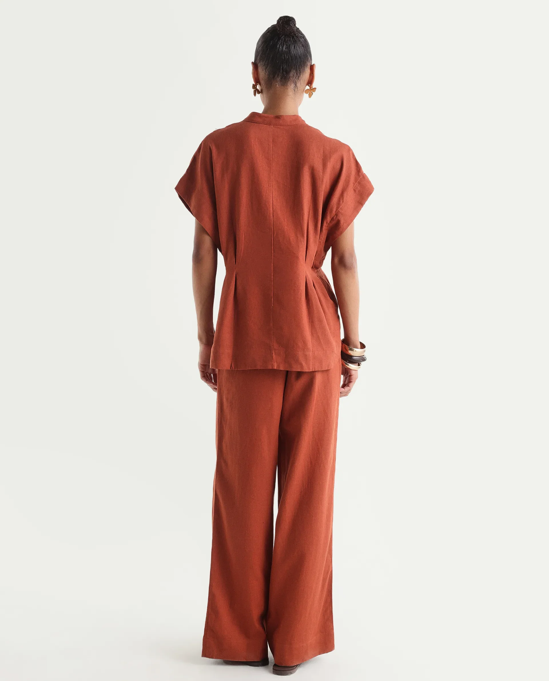 Rareism Women's Mappy-B Rust Linen Wide Plain Trouser - Image 6