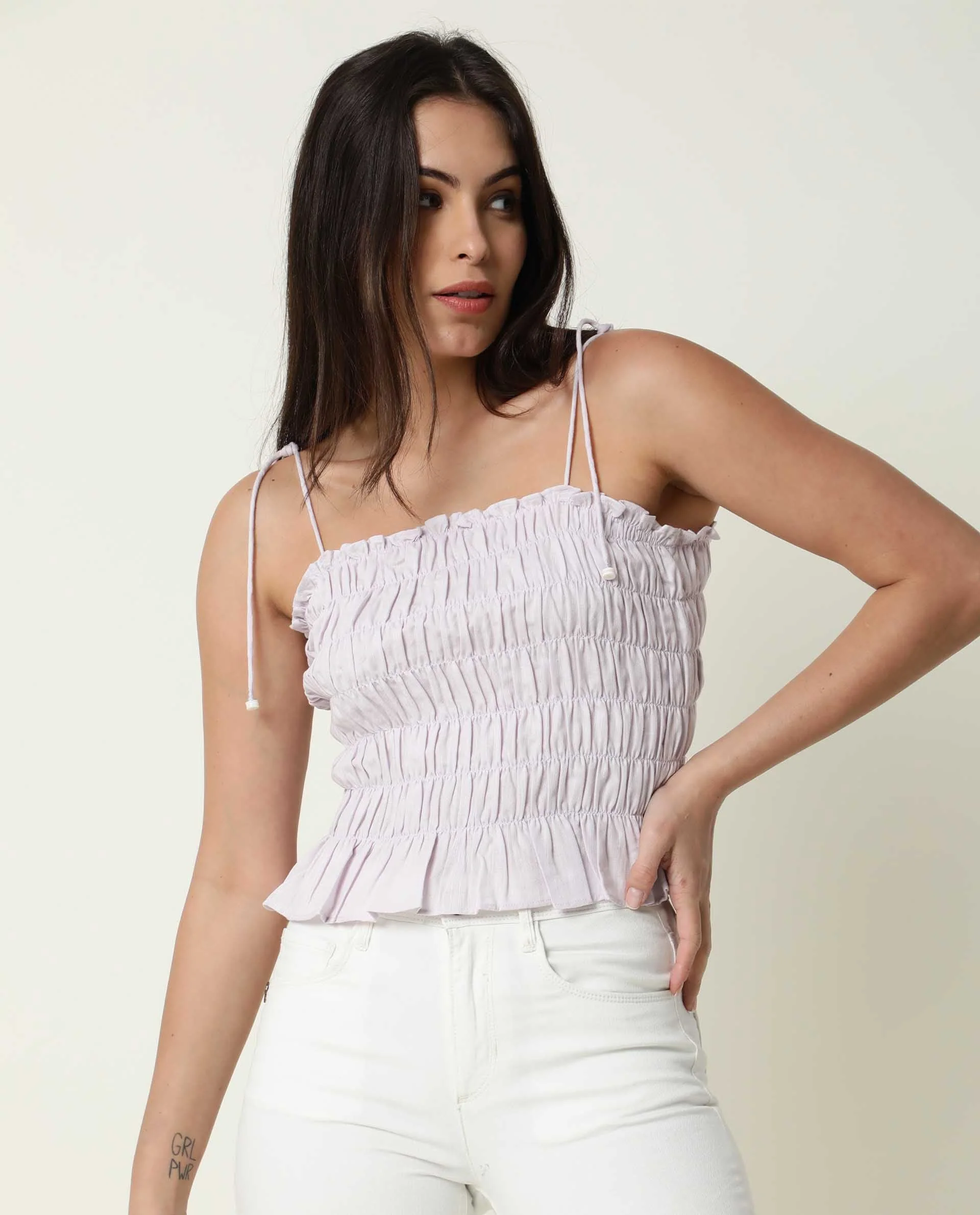 Rareism Women's Mappy Lilac Tube Neck Plain Sleeveless Knee Length Tailored Top - Image 4