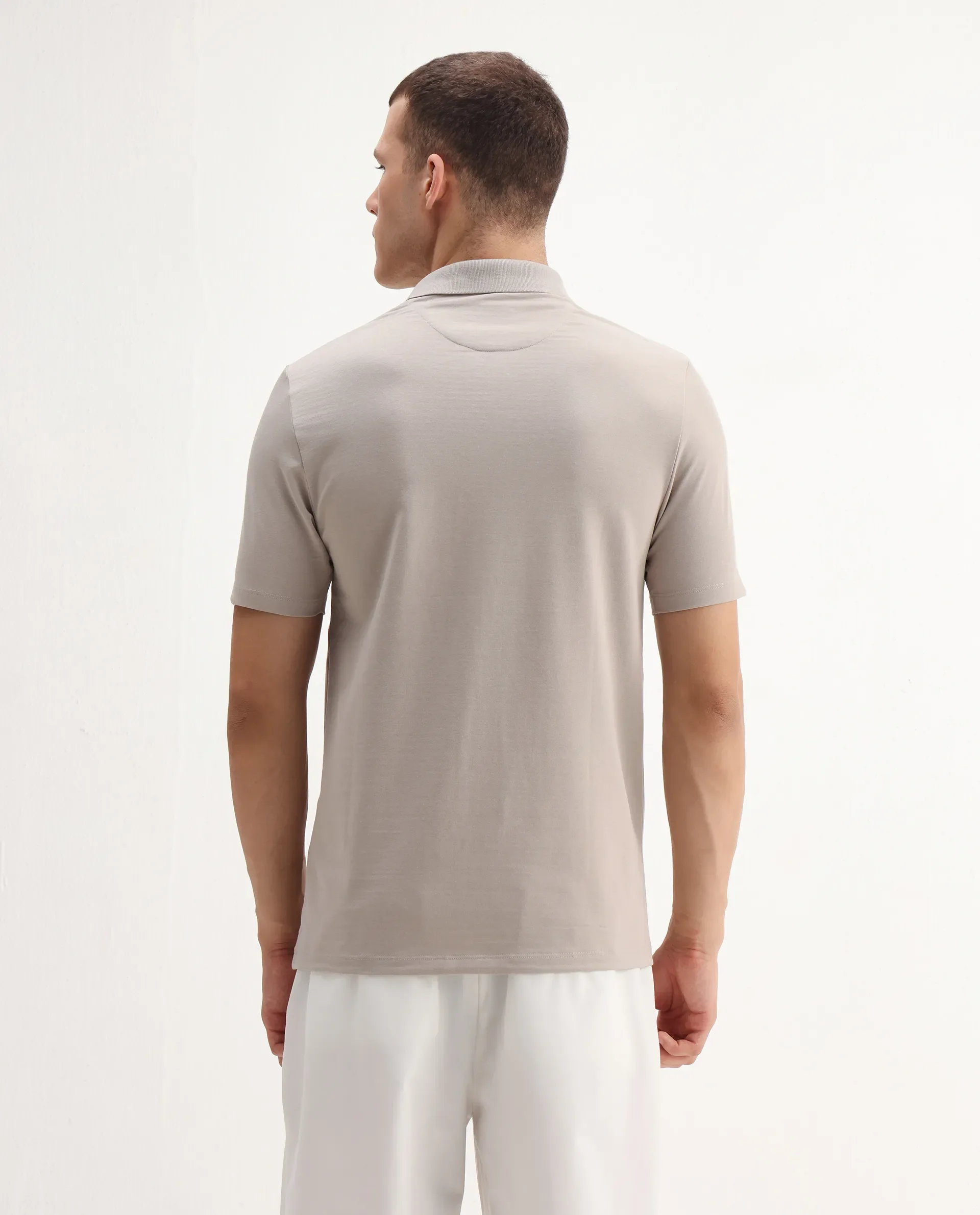 Rare Rabbit Men's Maq Beige Cotton Plain Regular Fit Half Sleeve Polo - Image 7