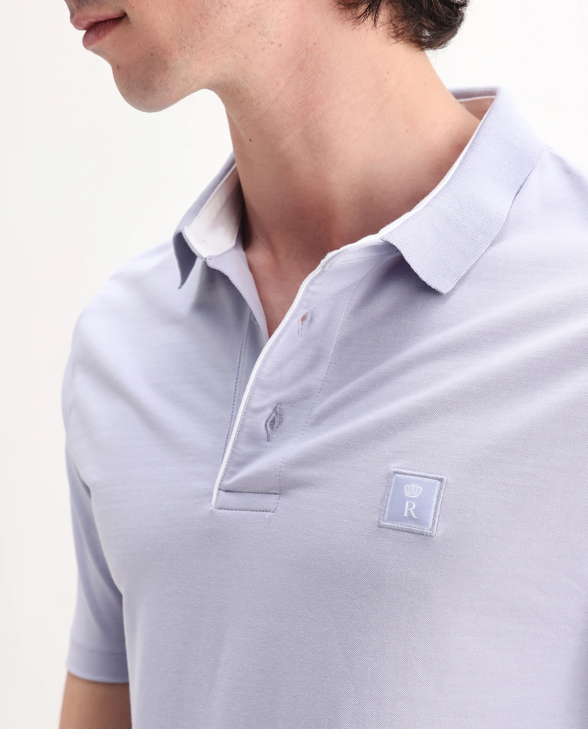 Rare Rabbit Men's Maq Pastel Purple Cotton Plain Regular Fit Half Sleeve Polo - Image 3