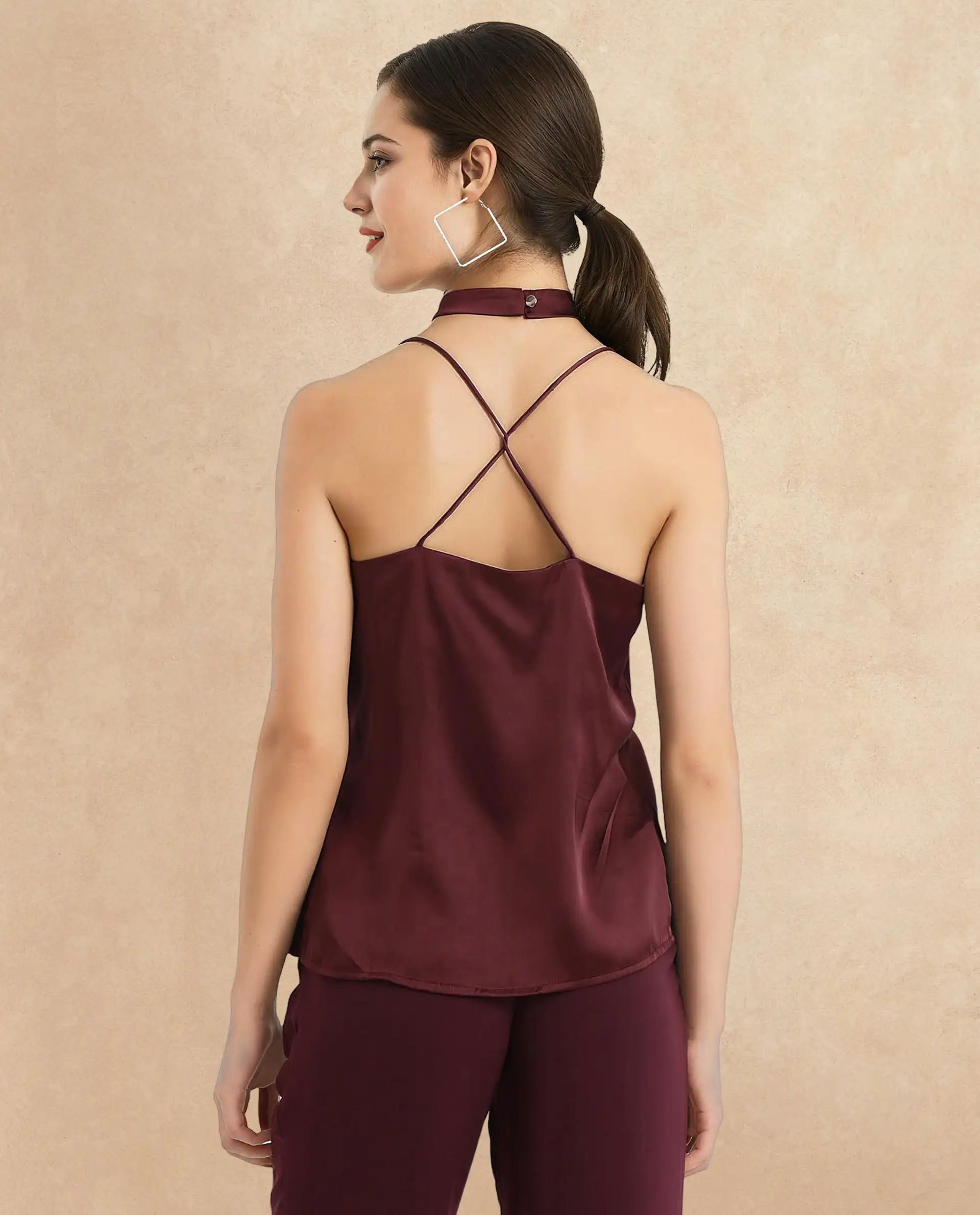 Rareism Women's Marano Maroon Polyester Cowl Neck Plain Shoulder Strap Regular Fit Top - Image 8
