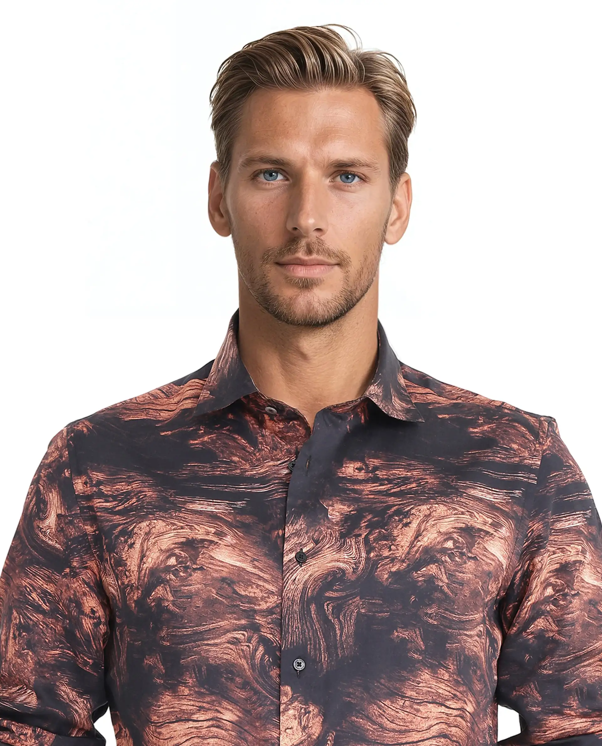 Rare Rabbit Men's Marb Black Cotton Blend Abstract Print Relaxed Fit Full Sleeve Collared Shirt - Image 3