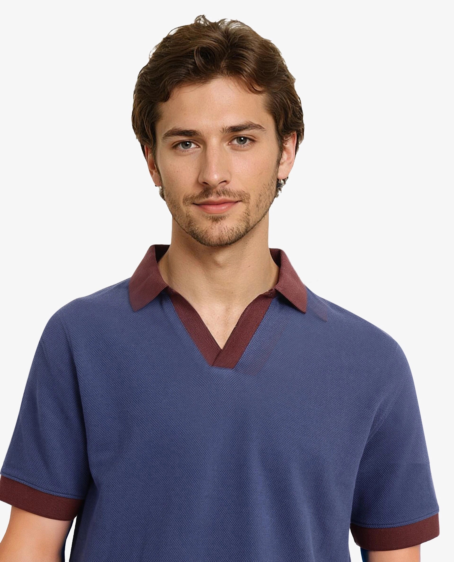 Rare Rabbit Men's Marcelo-1 Blue Cotton Blend Plain Regular Fit Half Sleeve Polo - Image 6