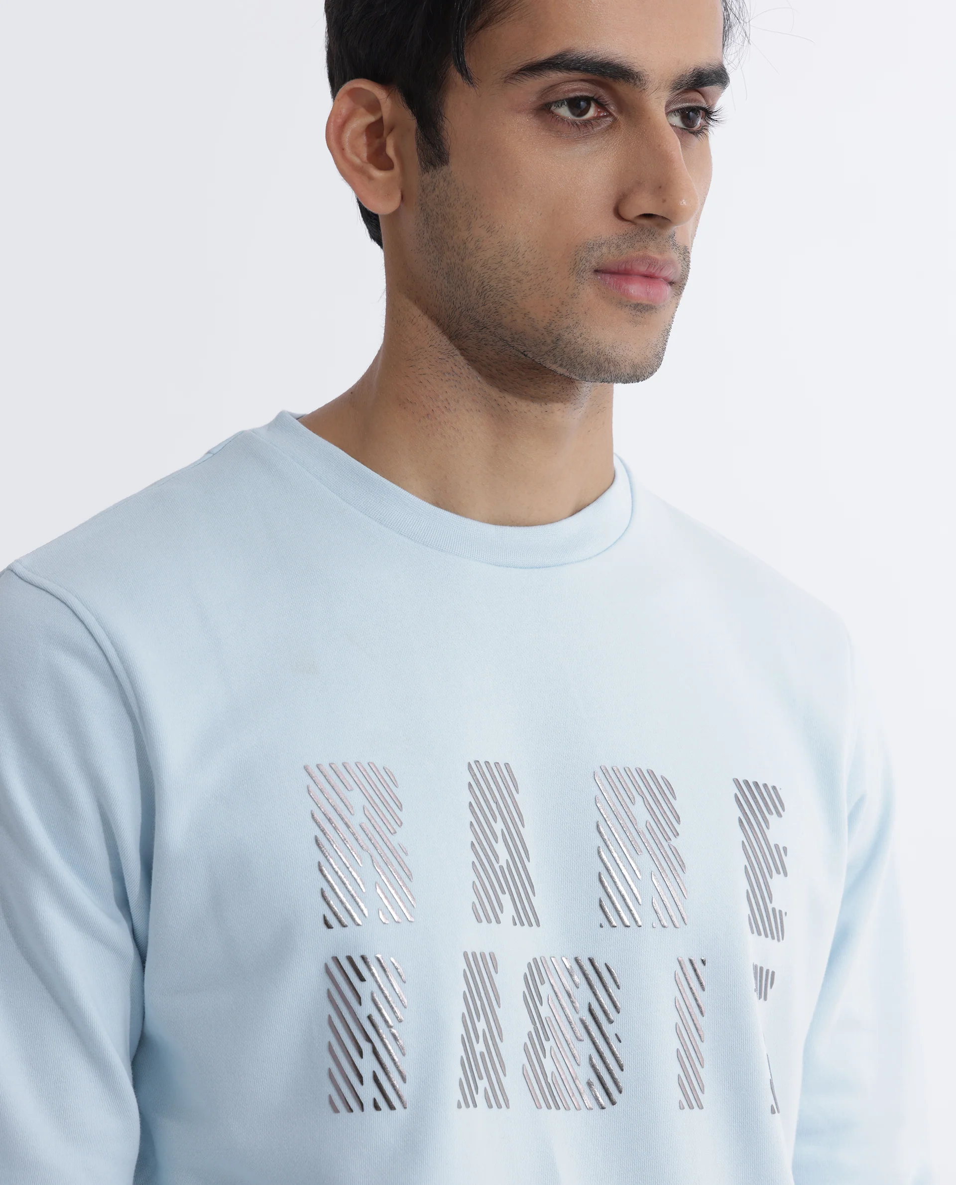 Rare Rabbit Men's Marcia Blue Cotton Graphic Print Regular Fit Full Sleeve Crew Neck Sweatshirt - Image 2
