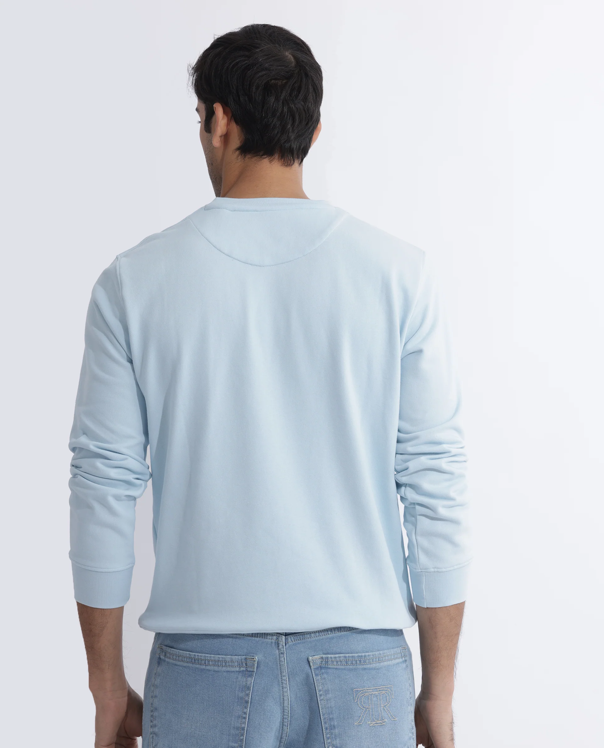 Rare Rabbit Men's Marcia Blue Cotton Graphic Print Regular Fit Full Sleeve Crew Neck Sweatshirt - Image 6