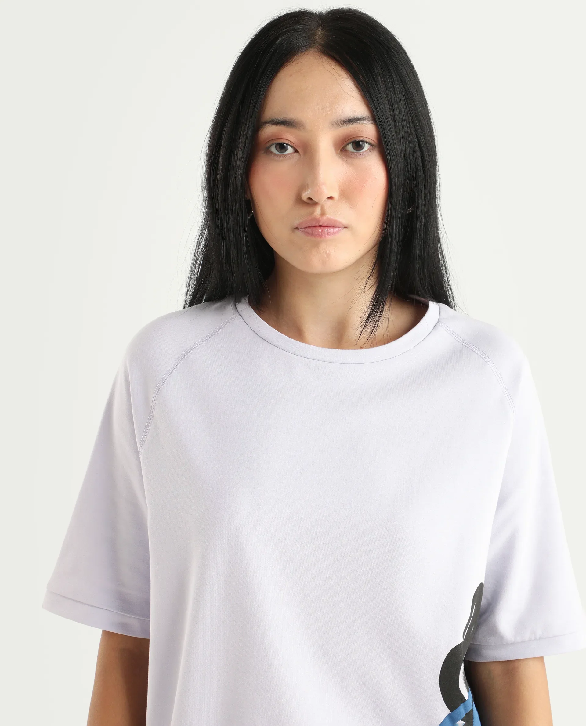 Rareism Women's Marco Pastel Purple Cotton Blend Crew Neck Graphic Print Relaxed Fit T-Shirt - Image 4