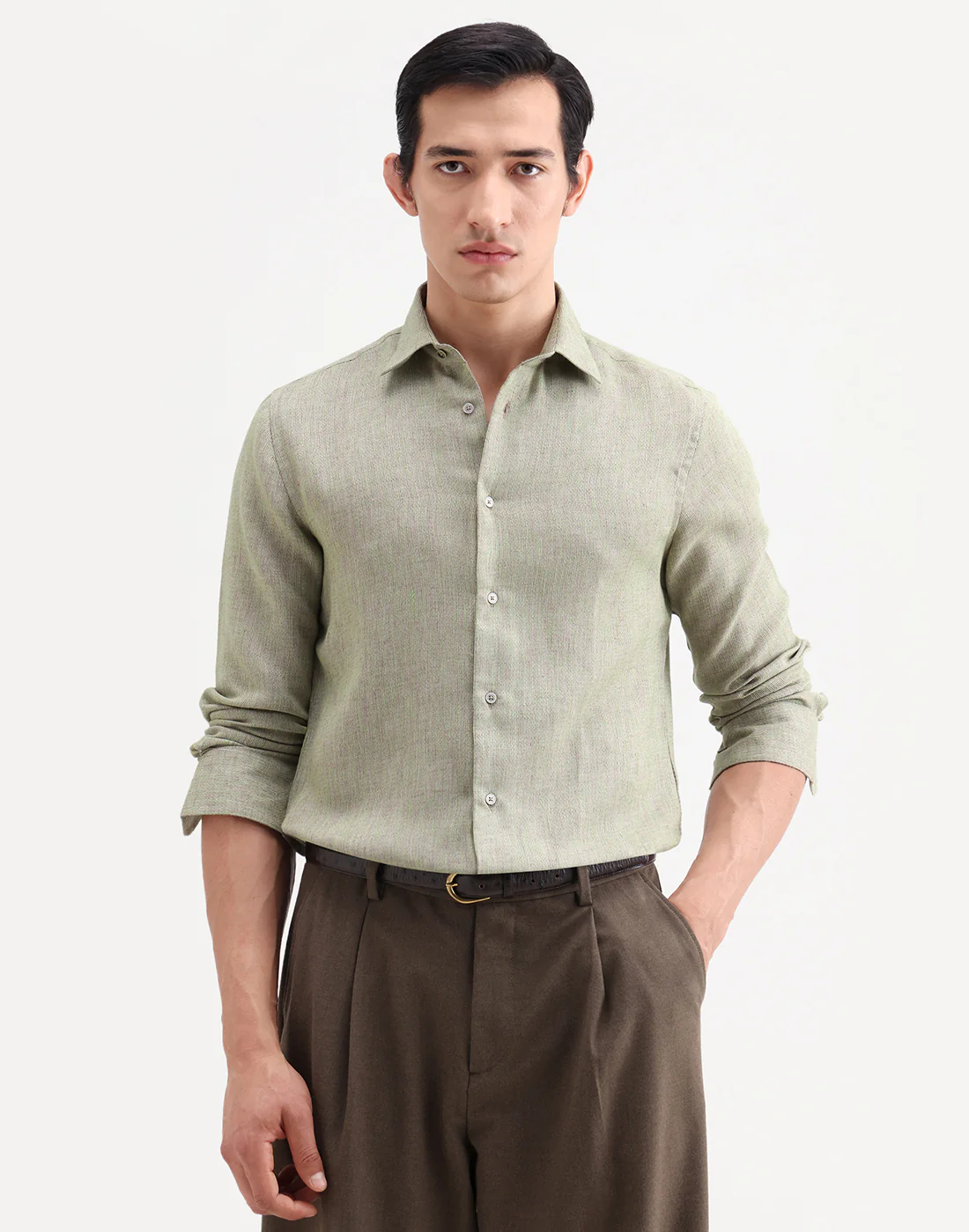 Rare Rabbit Men's Marin Off White Cotton Full Sleeve Spread Collar Regular Fit Checked Shirt - Image 4
