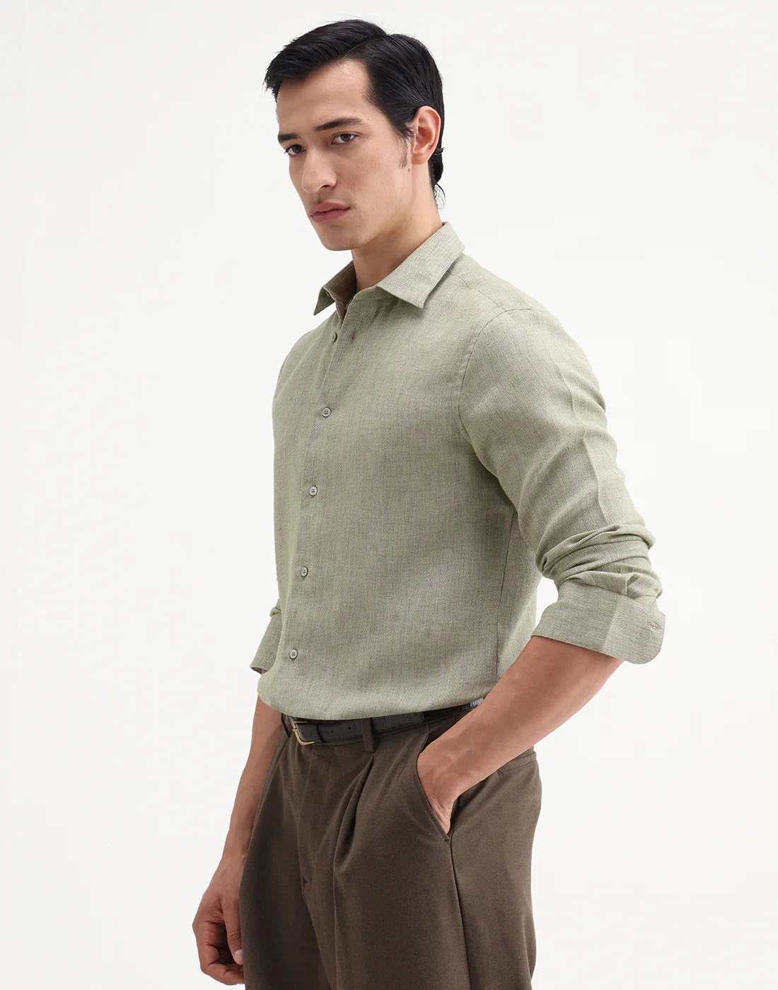 Rare Rabbit Men's Marin Off White Cotton Full Sleeve Spread Collar Regular Fit Checked Shirt - Image 5
