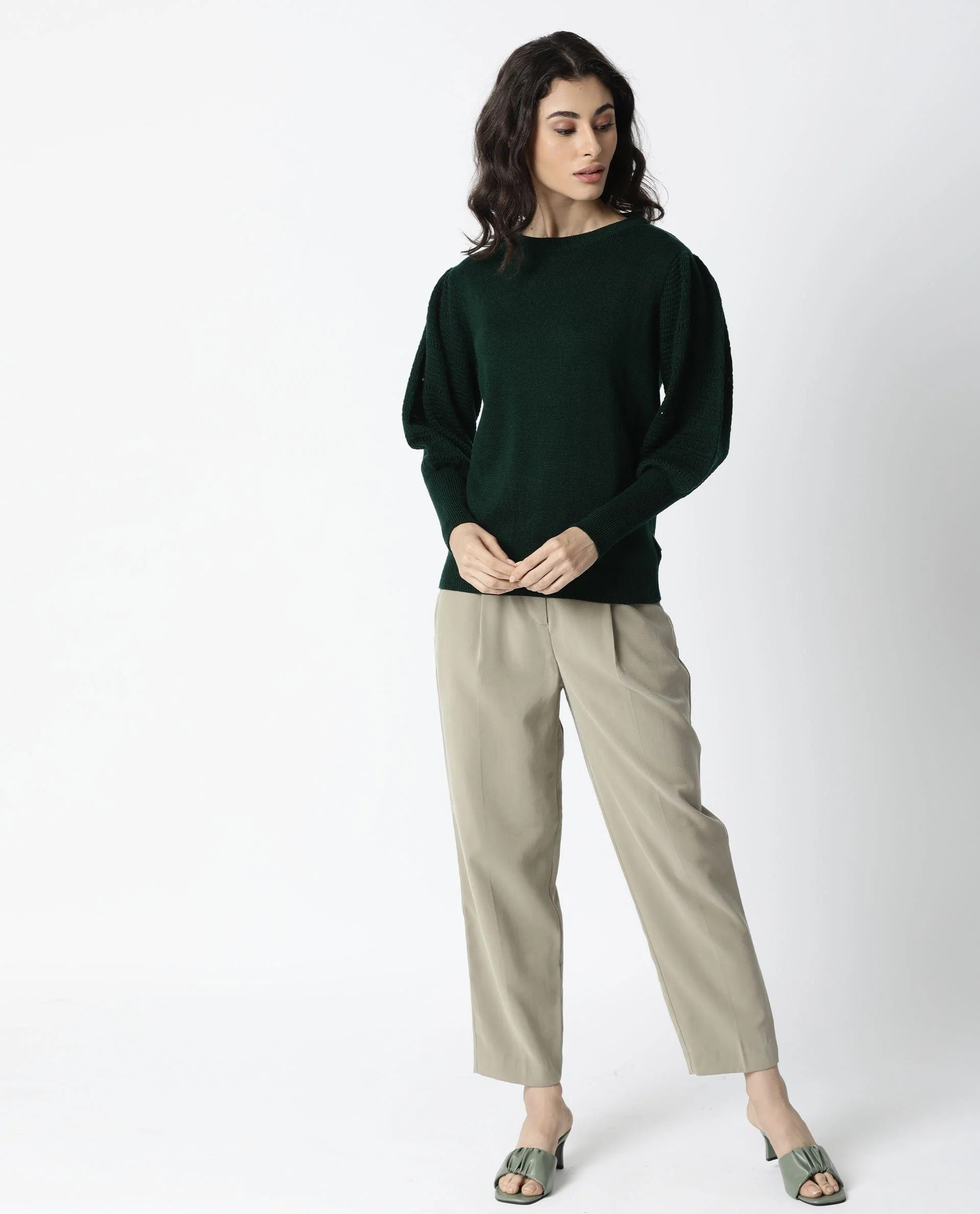 Rareism Women Marina Green Top Full Sleeves - Image 3