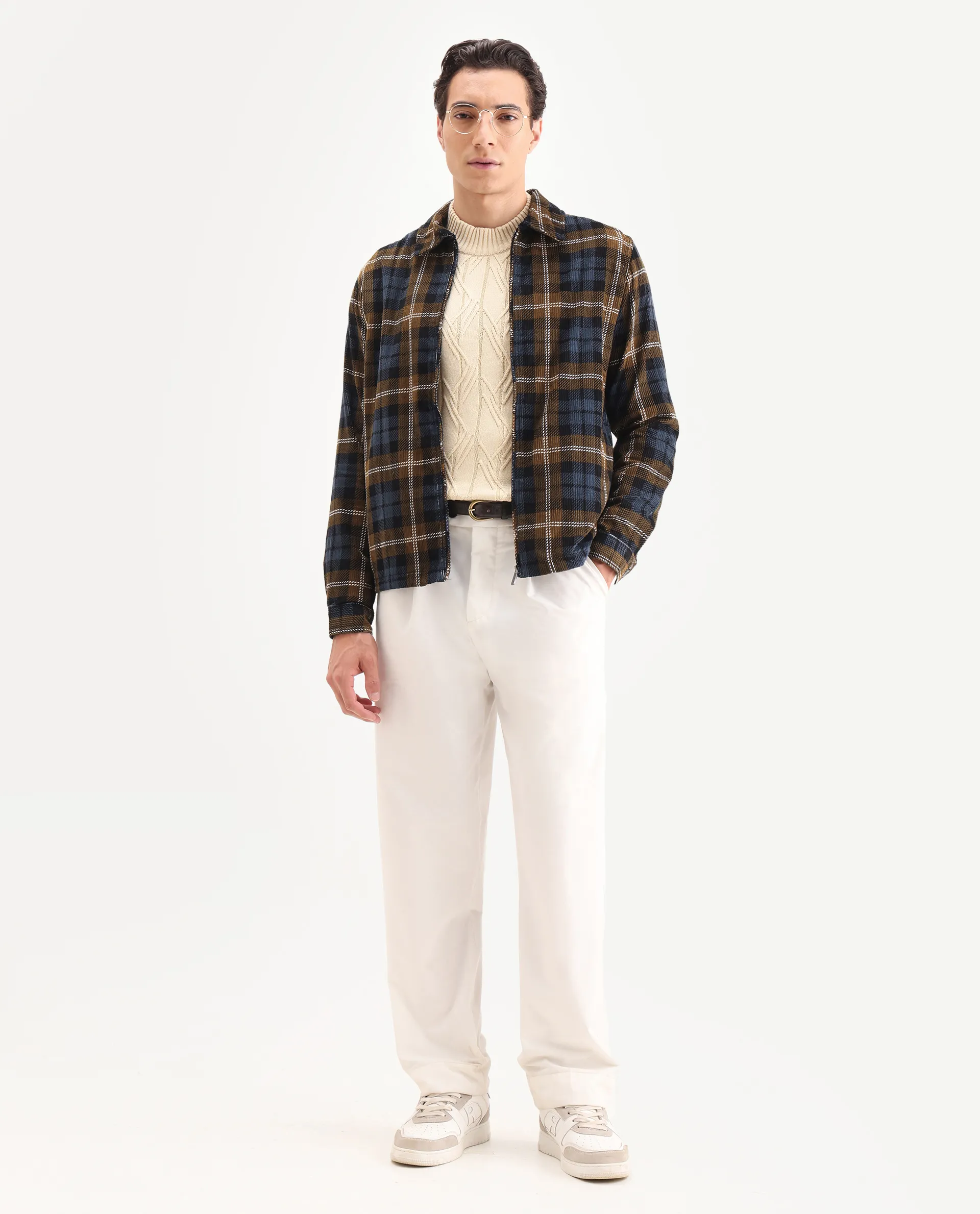 Rare Rabbit Men's Marino Black Cotton Checked Print Relaxed Fit Full Sleeve Collared Shacket - Image 2