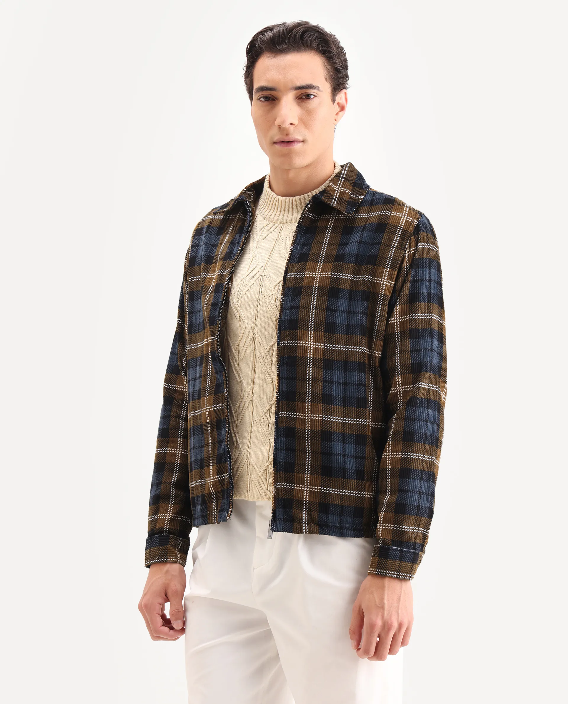 Rare Rabbit Men's Marino Black Cotton Checked Print Relaxed Fit Full Sleeve Collared Shacket - Image 4