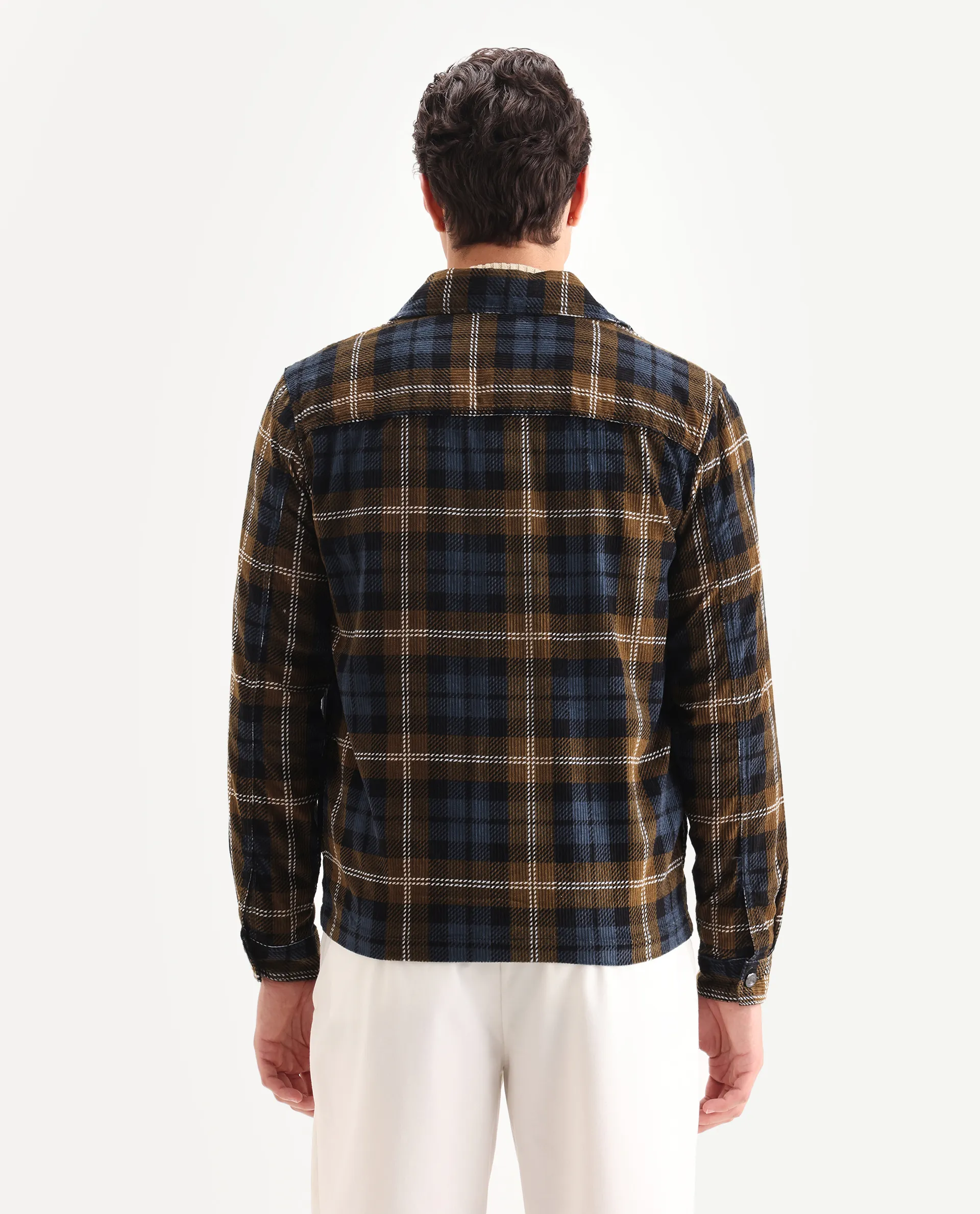 Rare Rabbit Men's Marino Black Cotton Checked Print Relaxed Fit Full Sleeve Collared Shacket - Image 7