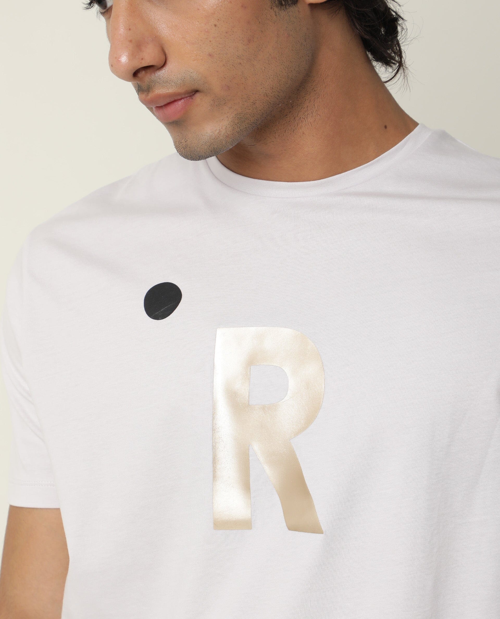 Rare Rabbit Men's Marion Grey Cotton Graphic Print Slim Fit Half Sleeve Crew Neck T-Shirt - Image 4