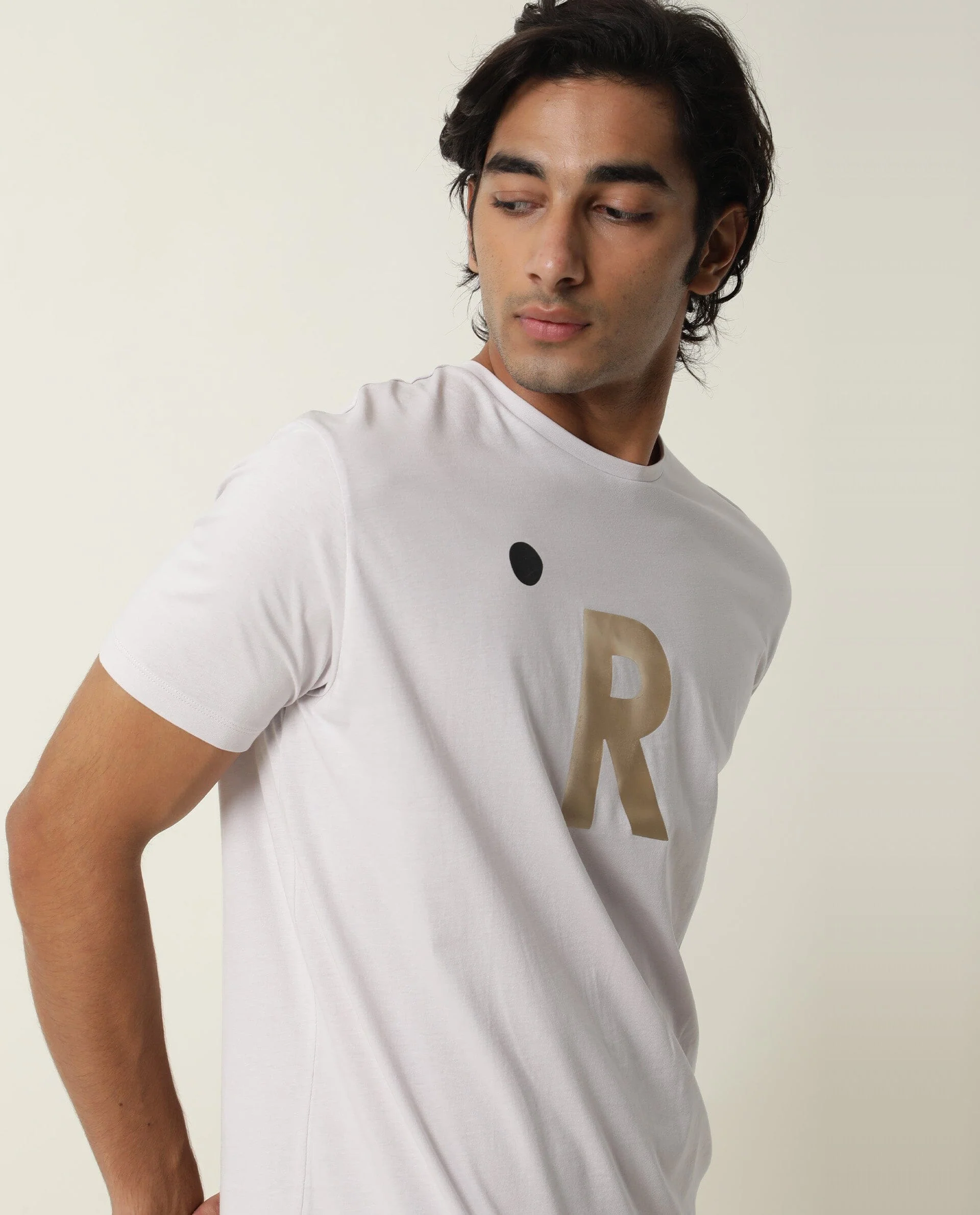 Rare Rabbit Men's Marion Grey Cotton Graphic Print Slim Fit Half Sleeve Crew Neck T-Shirt - Image 5