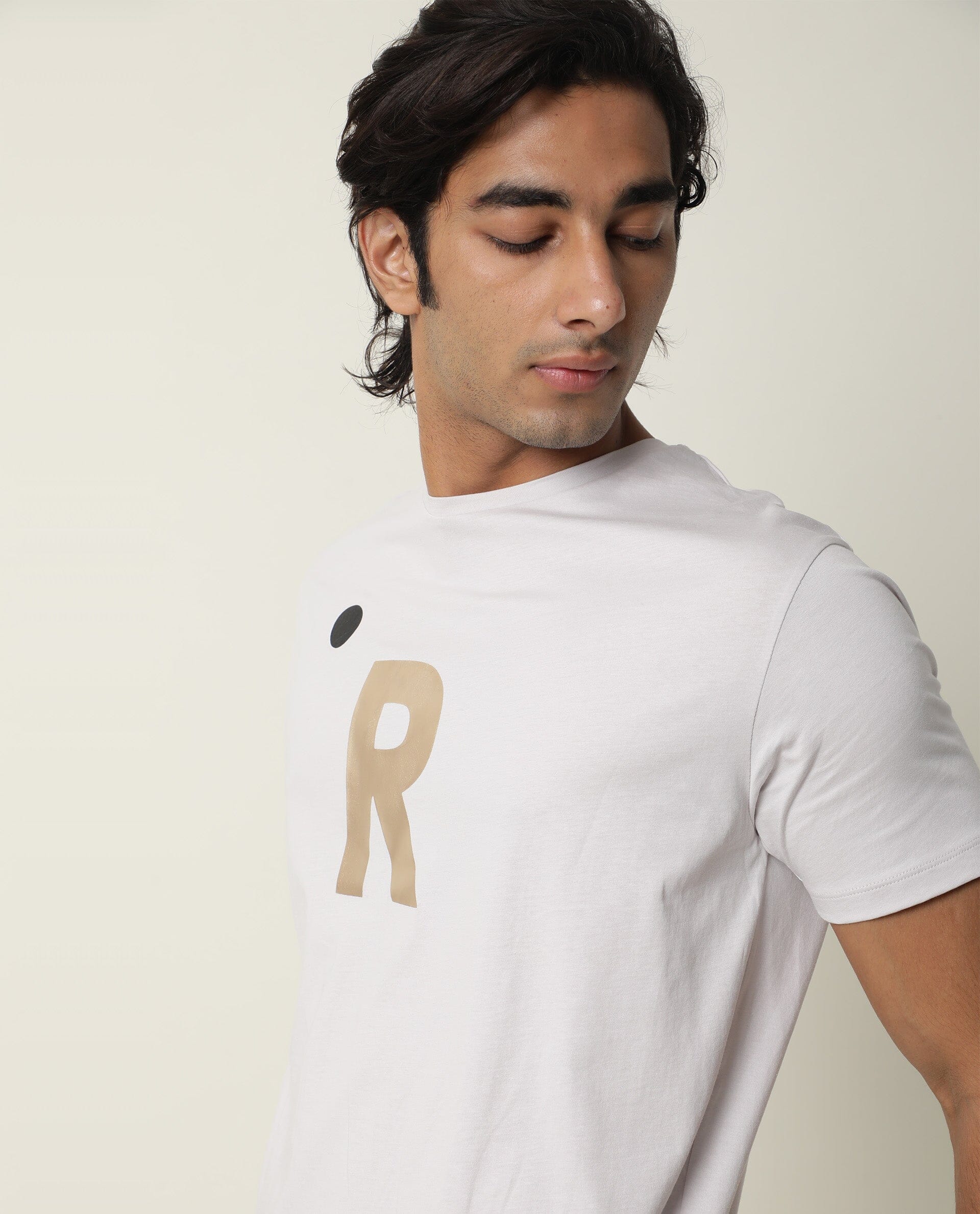 Rare Rabbit Men's Marion Grey Cotton Graphic Print Slim Fit Half Sleeve Crew Neck T-Shirt - Image 6