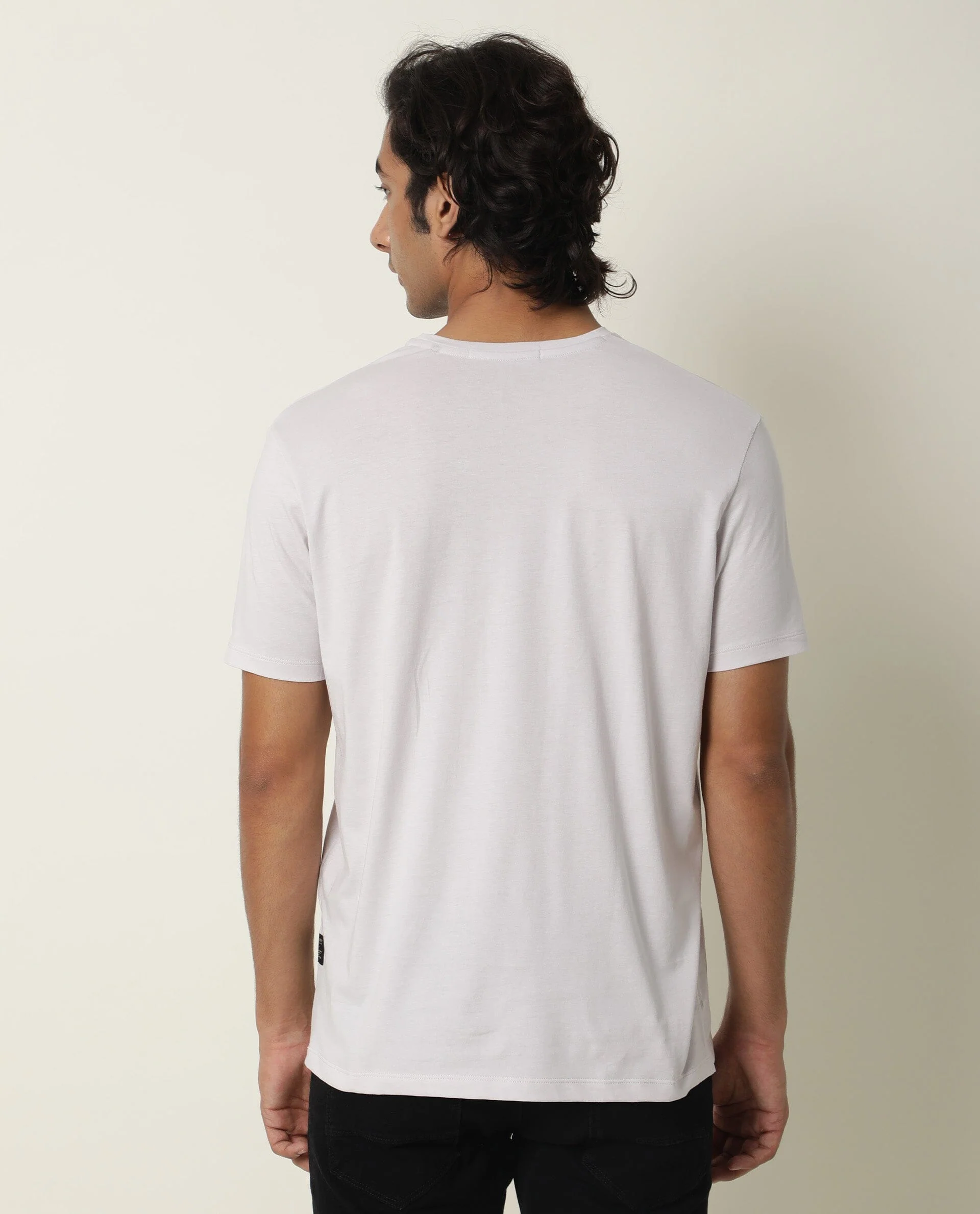 Rare Rabbit Men's Marion Grey Cotton Graphic Print Slim Fit Half Sleeve Crew Neck T-Shirt - Image 7