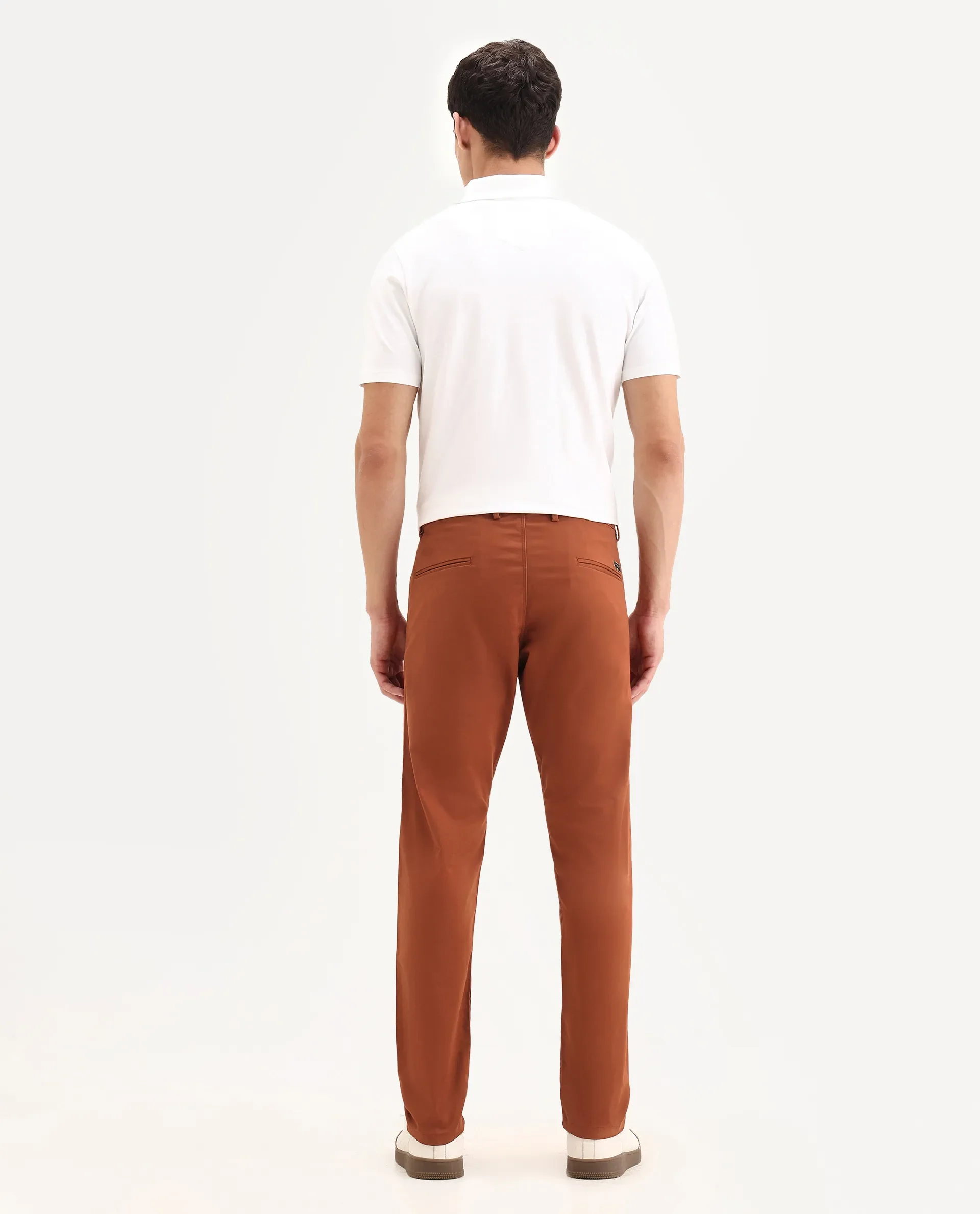 Rare Rabbit Men's Mark Maroon Cotton Plain Regular Fit Trouser - Image 8