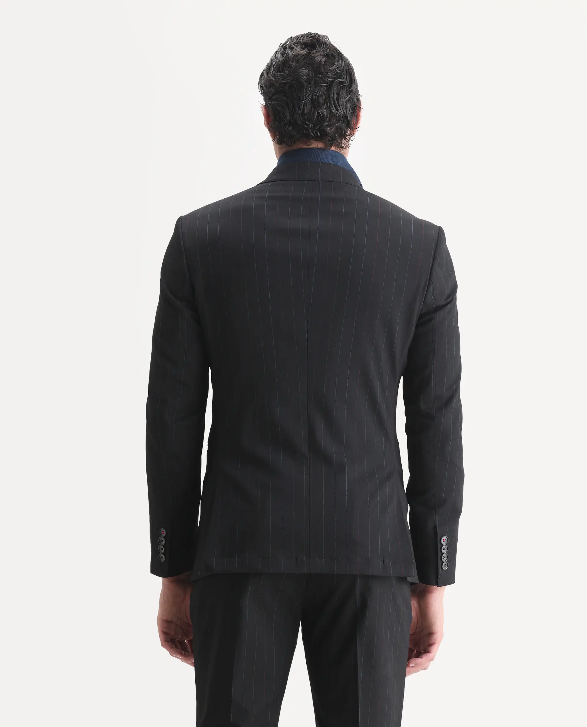 Rare Rabbit Men's Markas Black Polyester Striped Print Tailored Fit Full Sleeve Lapel Neck Suits - Image 12