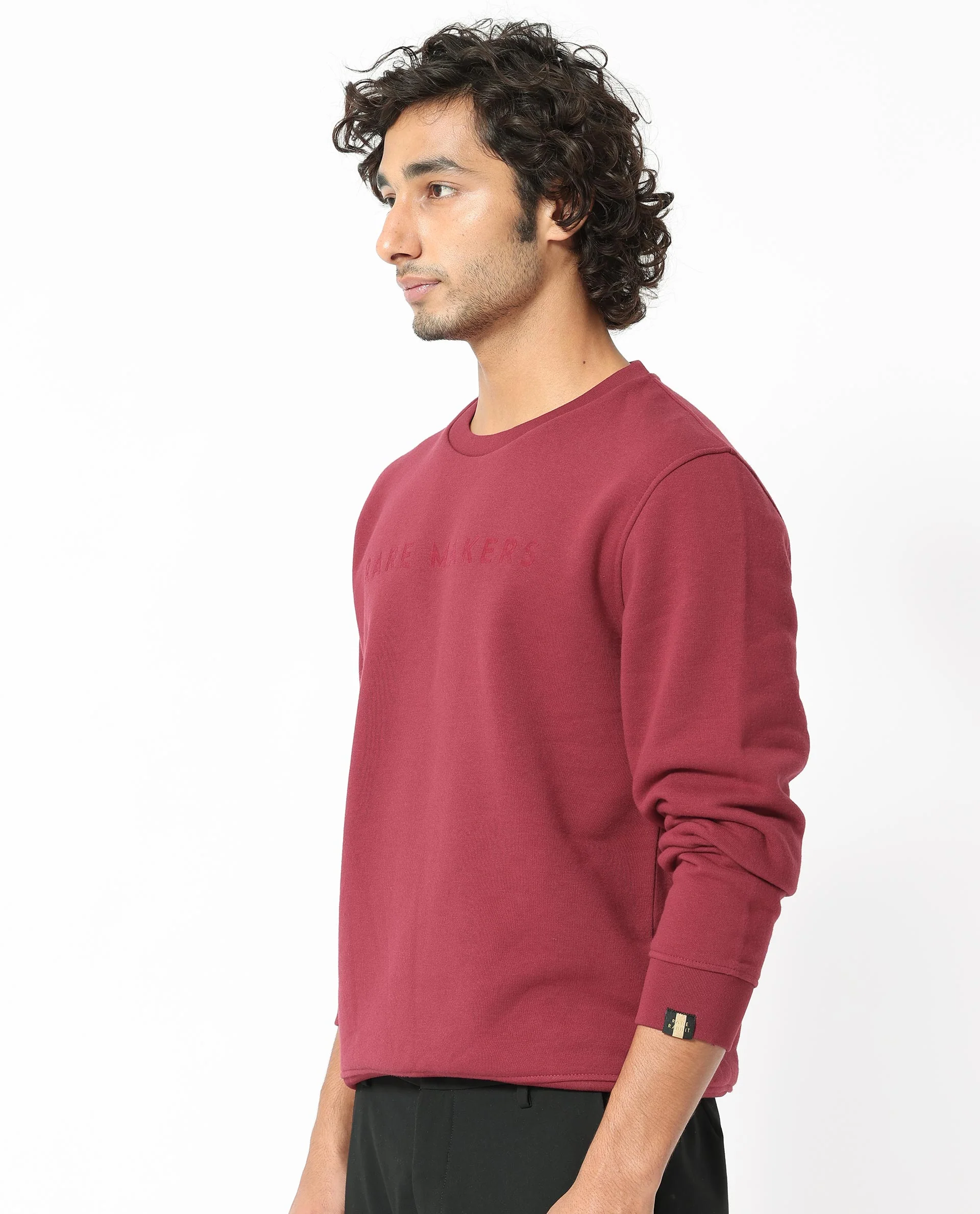 Rare Rabbit Men's Marko Red Cotton Graphic Print Regular Fit Full Sleeve Crew Neck Sweatshirt - Image 6
