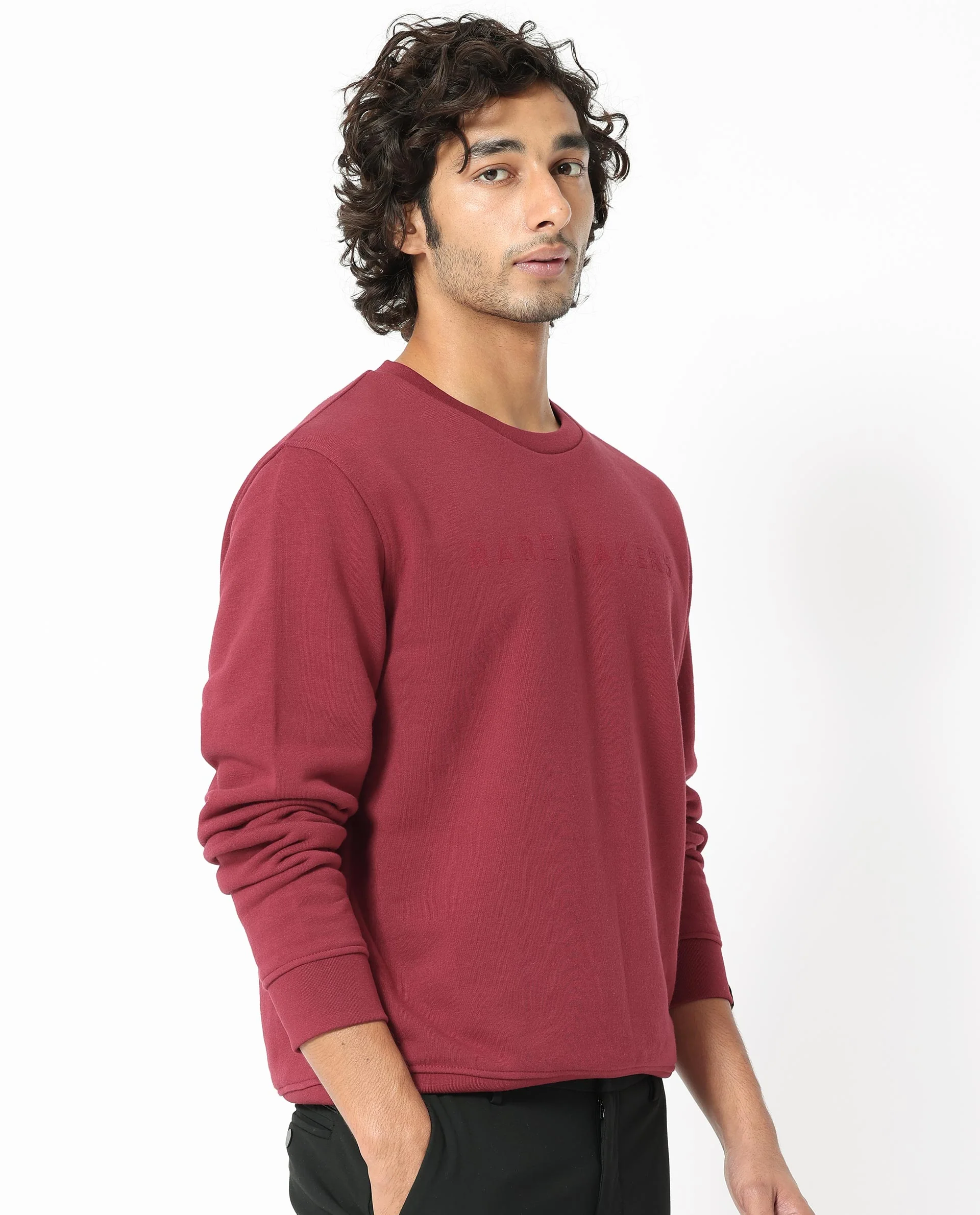 Rare Rabbit Men's Marko Red Cotton Graphic Print Regular Fit Full Sleeve Crew Neck Sweatshirt - Image 7
