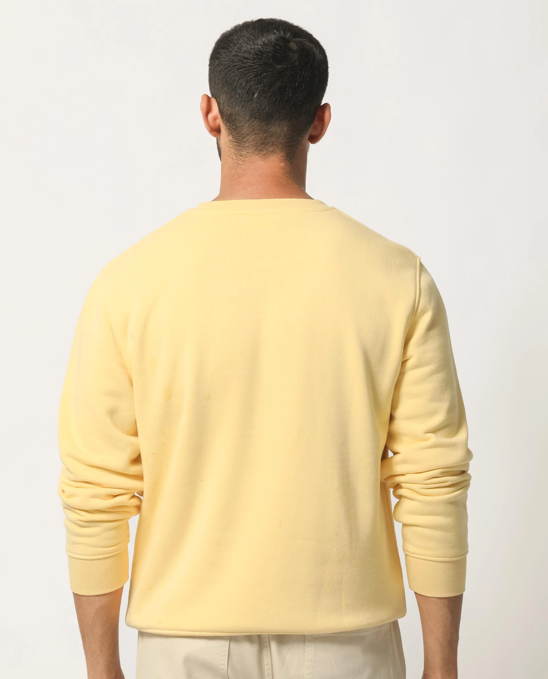 Rare Rabbit Men's Marko Yellow Cotton Graphic Print Regular Fit Full Sleeve Crew Neck Sweatshirt - Image 9
