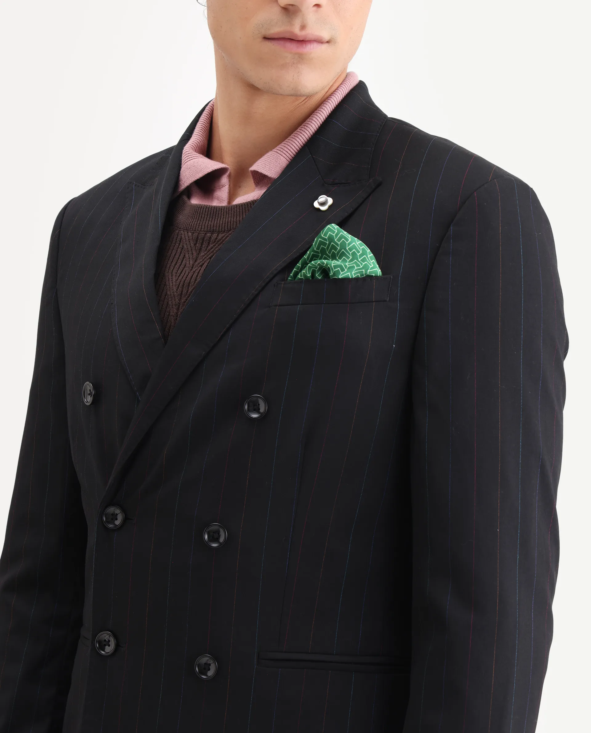 Rare Rabbit Men's Markus Black Polyester Plain Tailored Fit Full Sleeve Lapel Neck Suits - Image 3