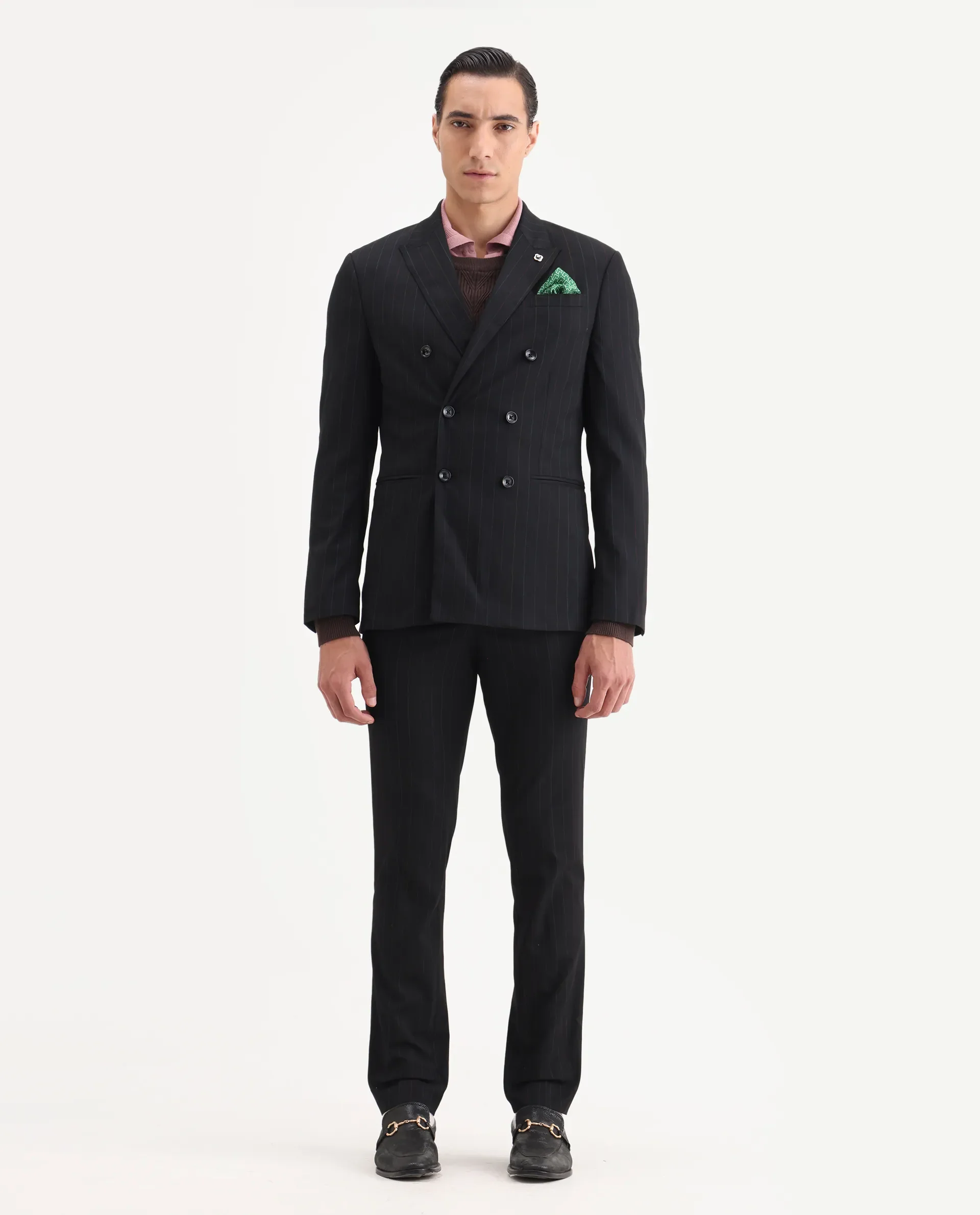 Rare Rabbit Men's Markus Black Polyester Plain Tailored Fit Full Sleeve Lapel Neck Suits - Image 8