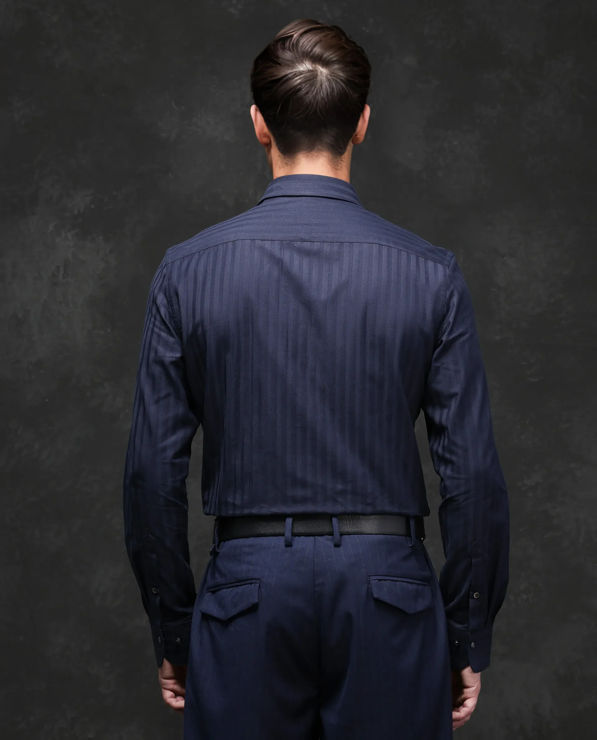 Rare Rabbit Men's Marlin-2 Navy Cotton Striped Print Regular Fit Full Sleeve Collared Shirt - Image 4