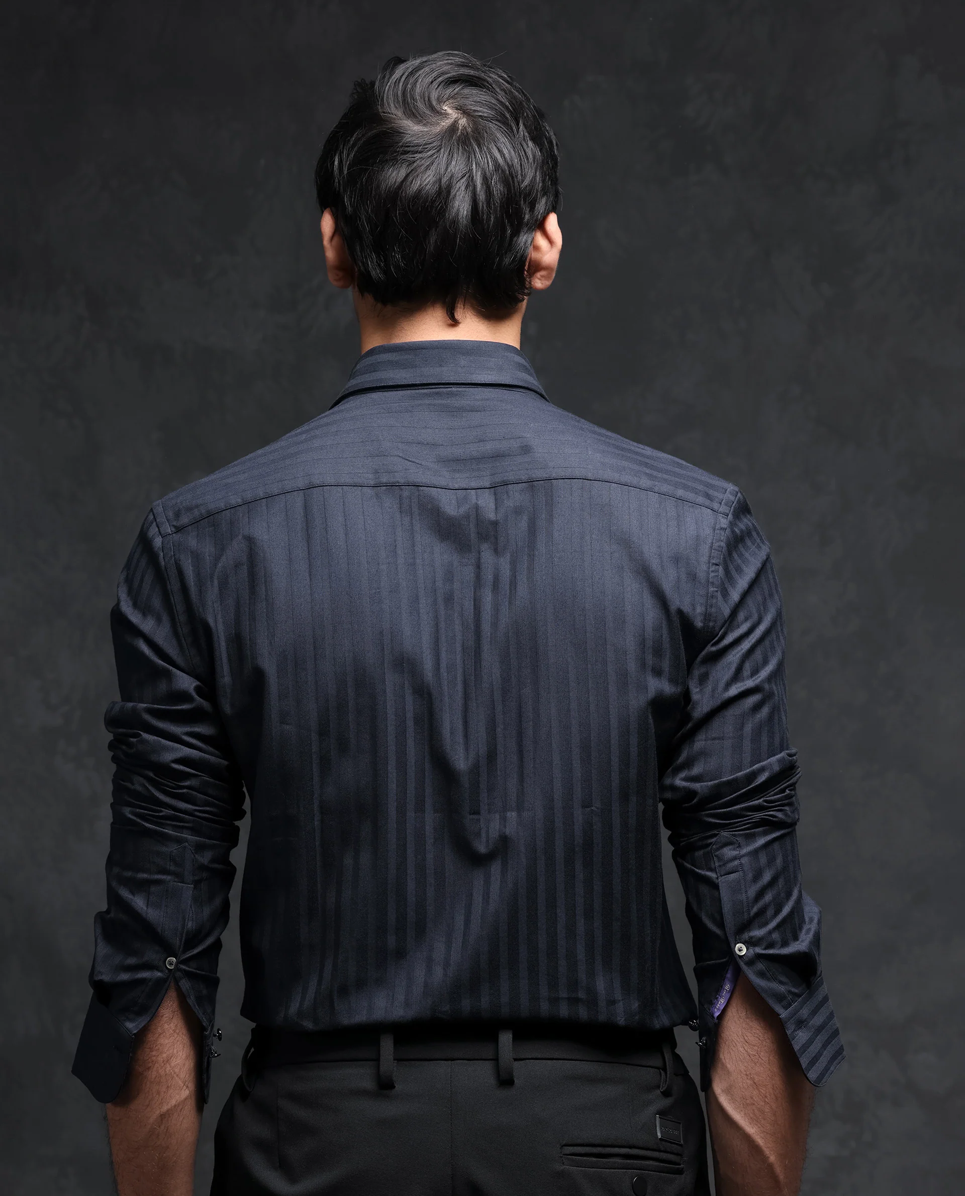 Rare Rabbit Men's Marlin Navy Cotton Striped Print Regular Fit Full Sleeve Collared Shirt - Image 9