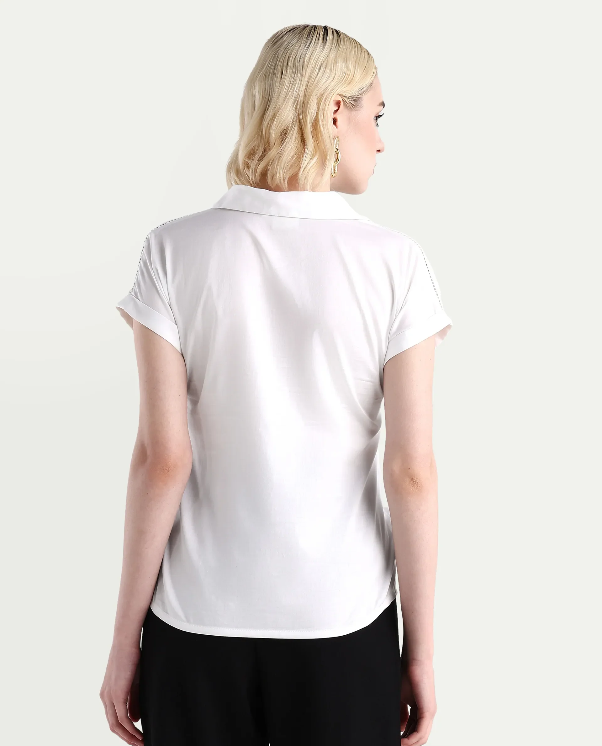 Rareism Women's Marlin White Cotton Jonny Collar Boxy Fit Top - Image 7