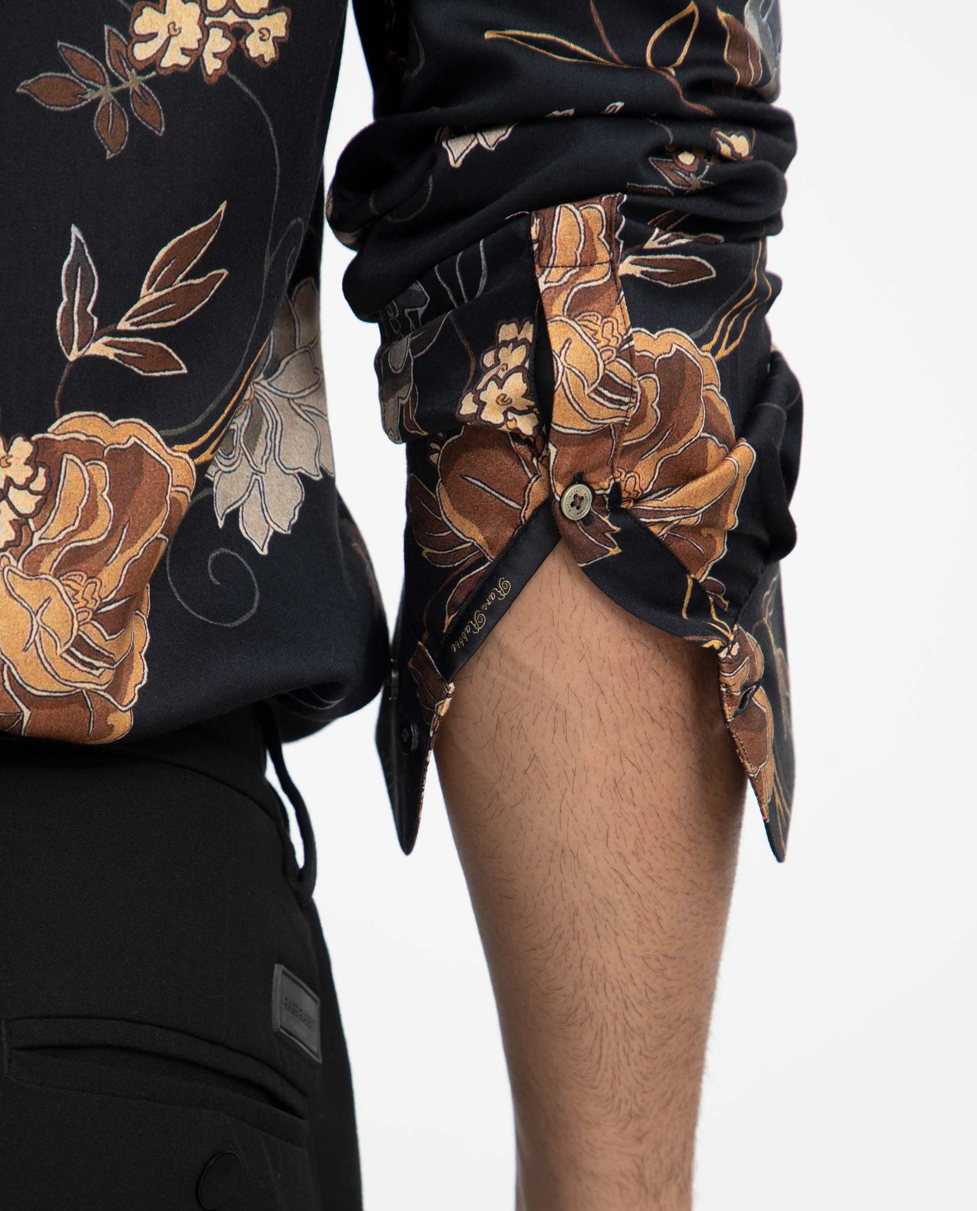 Rare Rabbit Men's Marne Black Cotton Floral Print Regular Fit Full Sleeve Collared Shirt - Image 5
