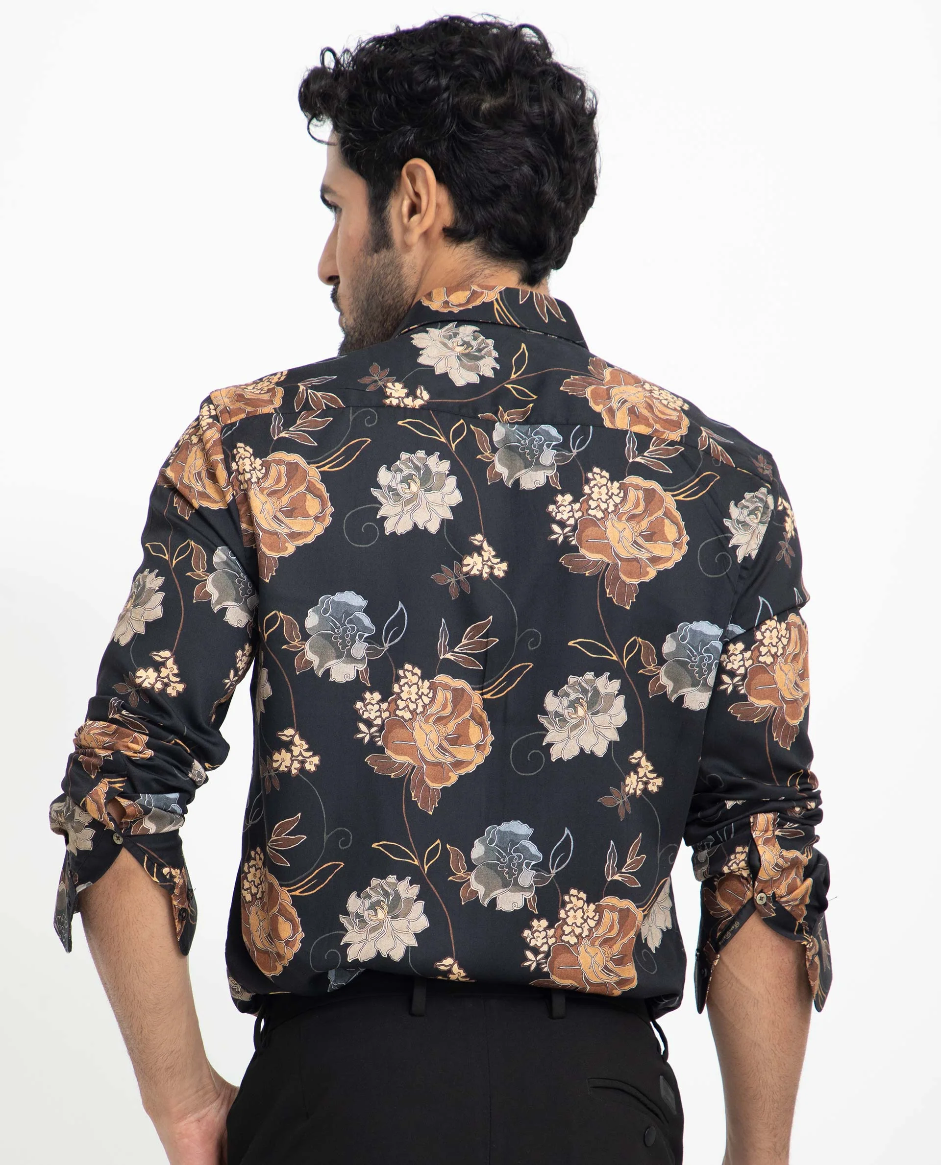 Rare Rabbit Men's Marne Black Cotton Floral Print Regular Fit Full Sleeve Collared Shirt - Image 9